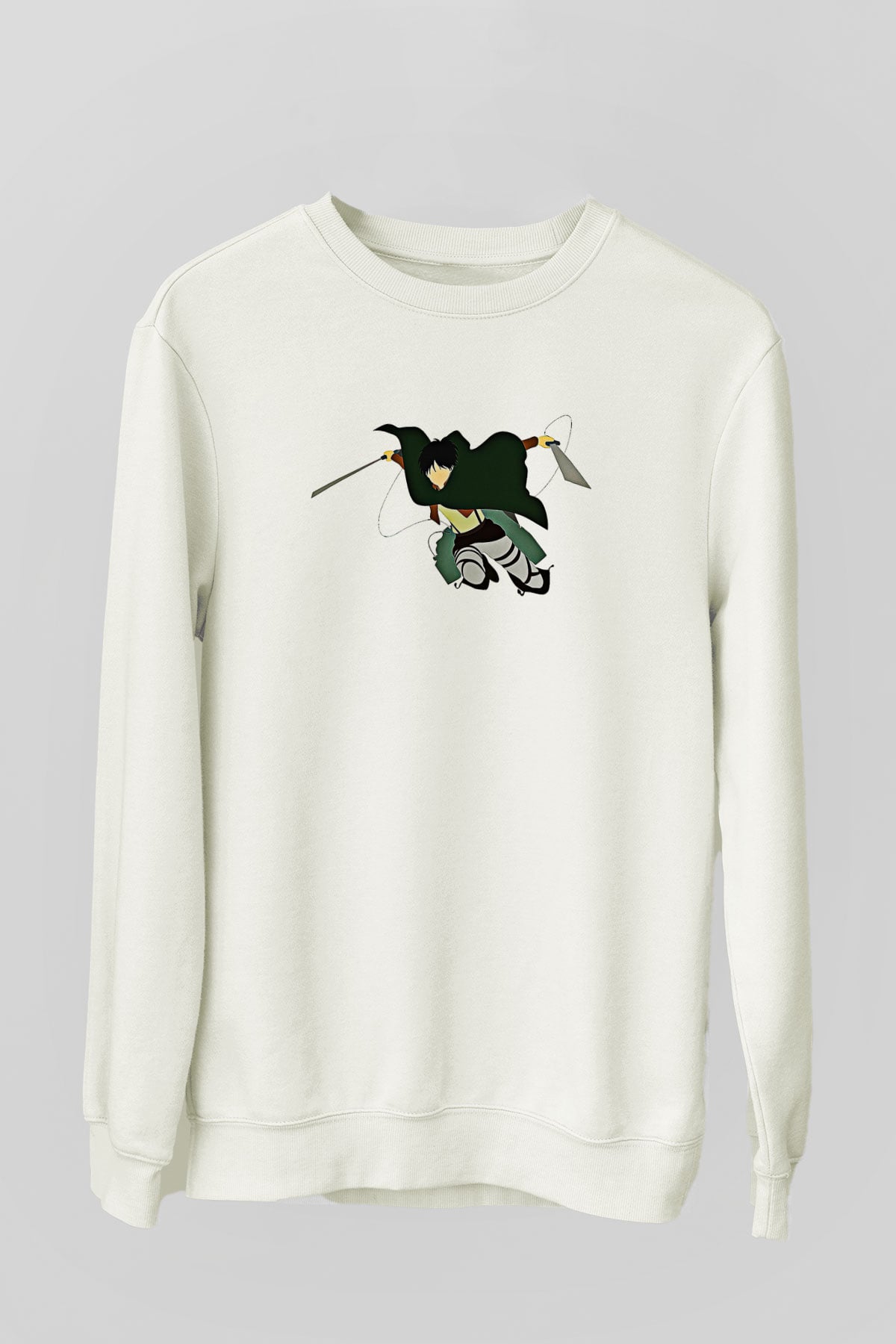 Eren Jaeger Baskılı Beyaz Unisex Sweatshirt