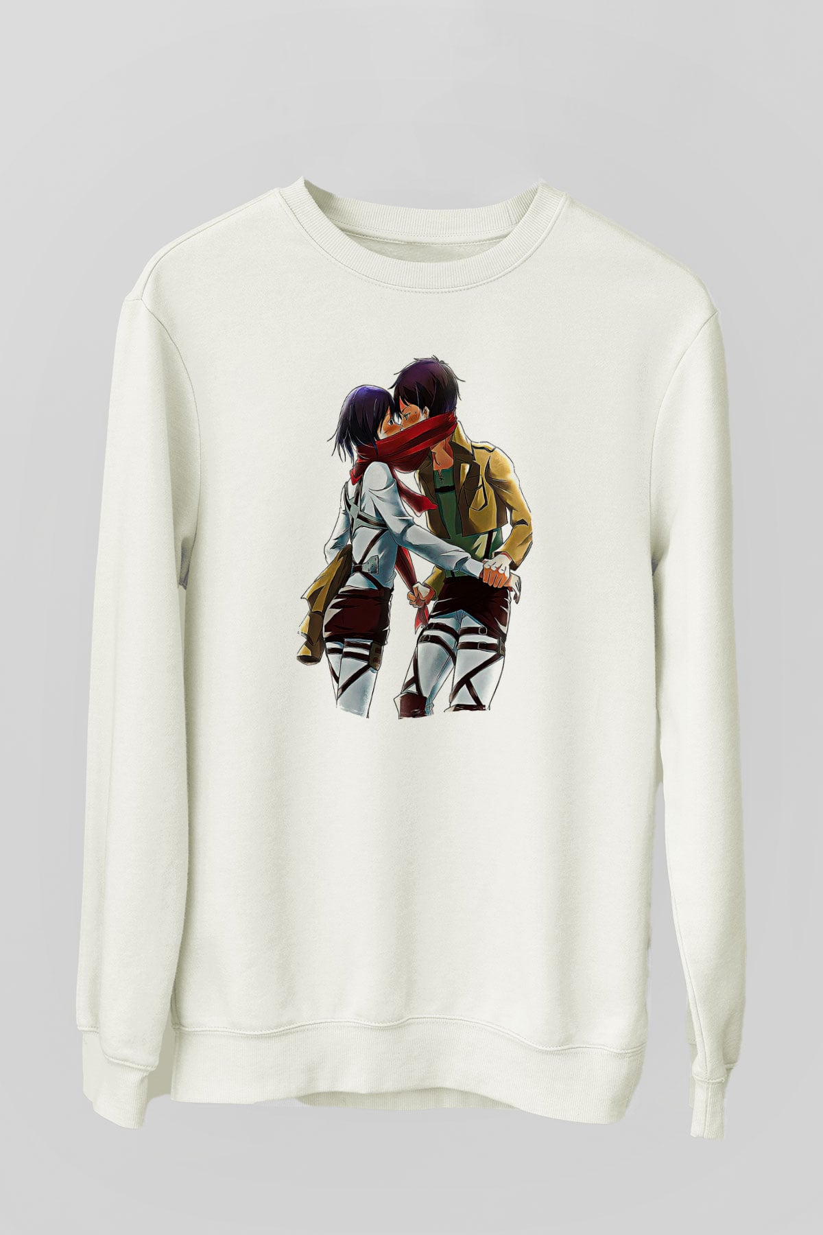 Eren Jaeger Baskılı Beyaz Unisex Sweatshirt
