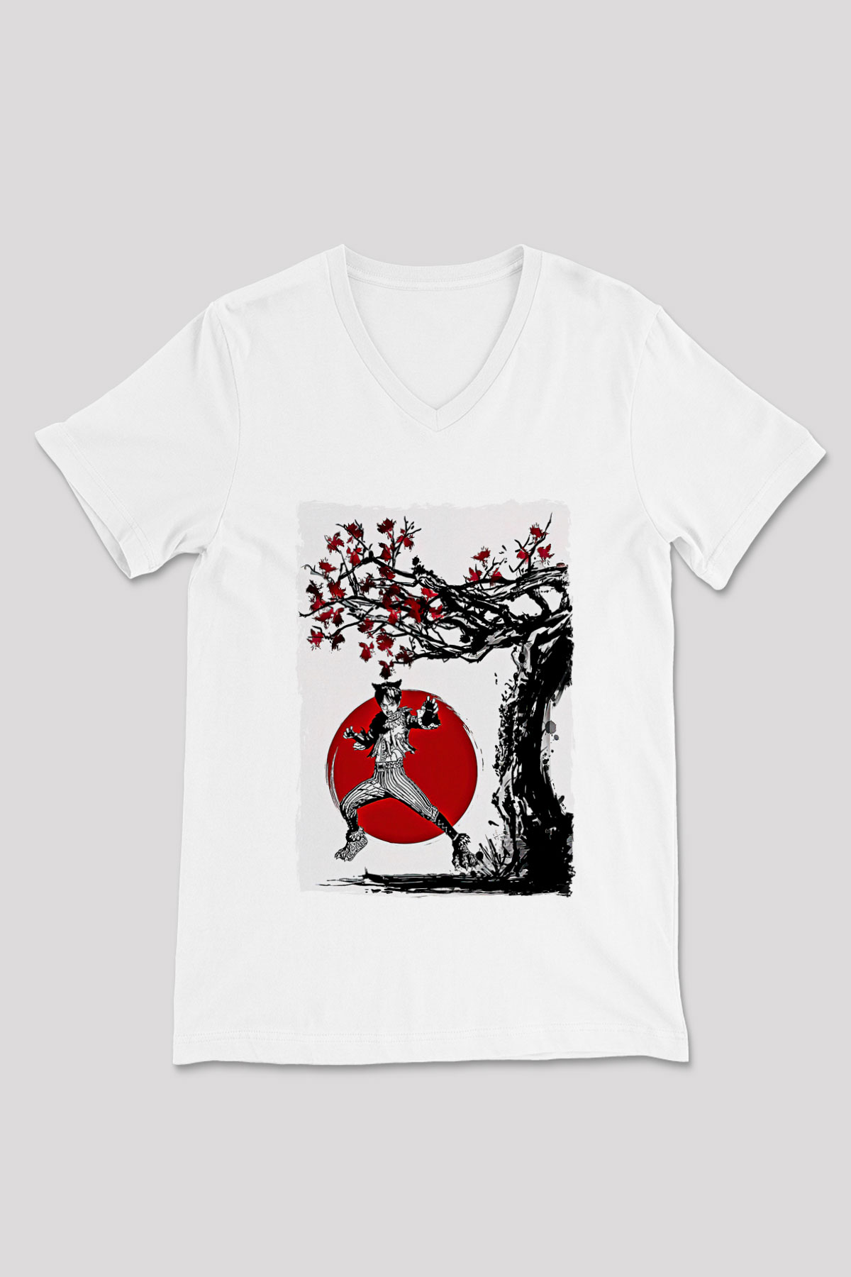 Eren Jaeger Baskılı Beyaz Unisex V Yaka Tişört - Tshirt