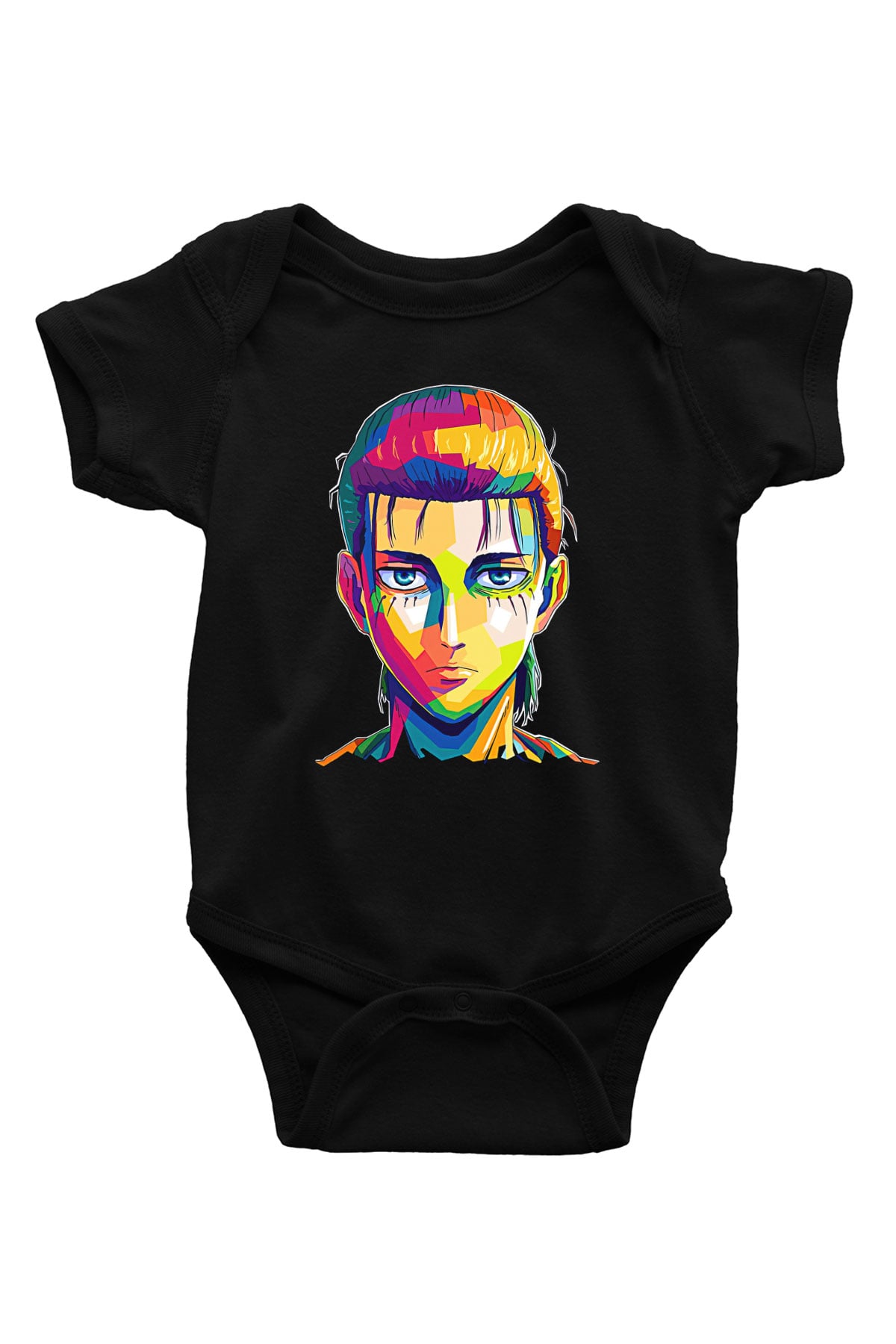 Eren Jaeger Baskılı Unisex Siyah Bebek Body - Zıbın