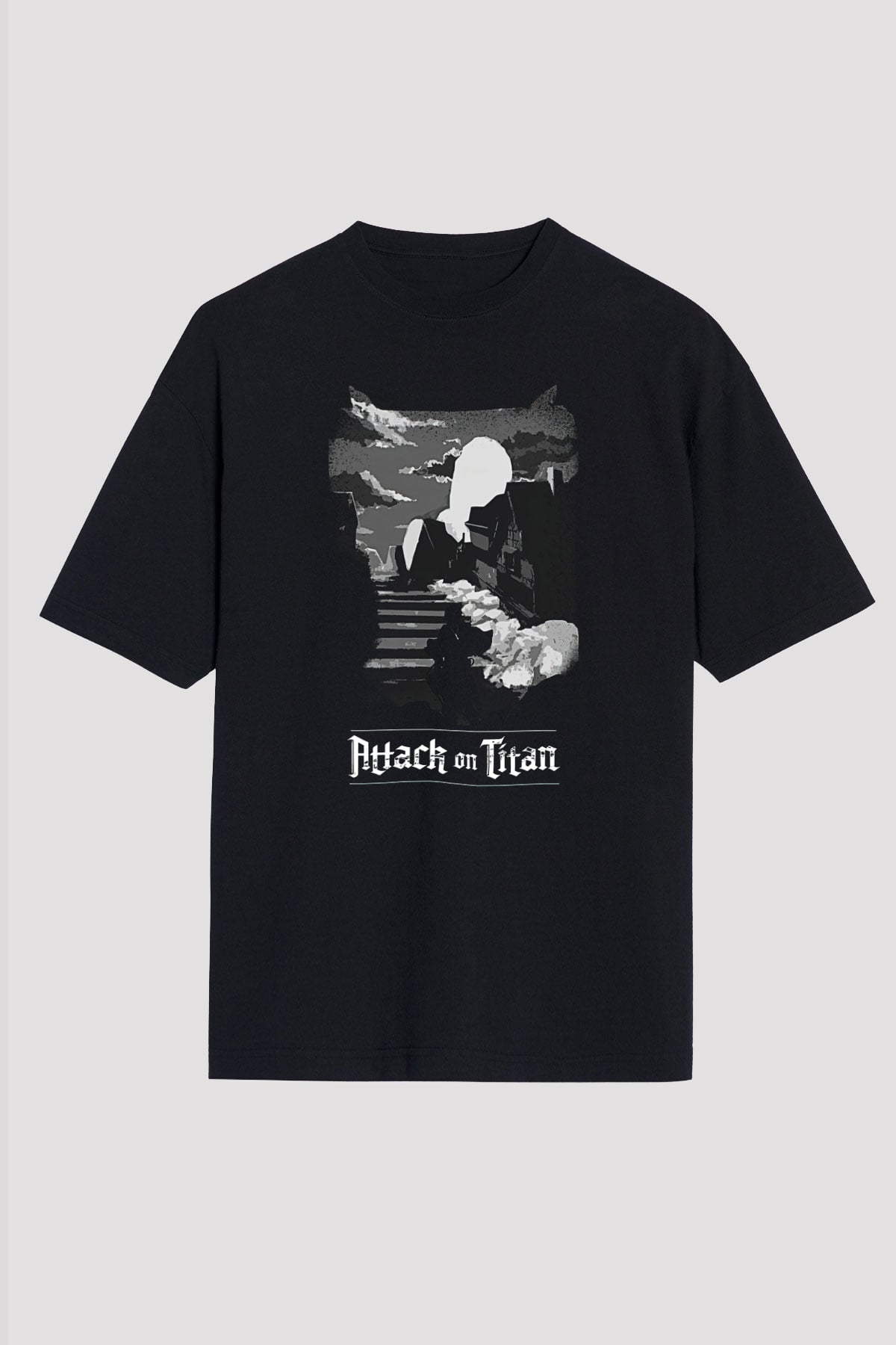 Eren Jaeger Baskılı Unisex Siyah Oversize Tişört - Tshirt