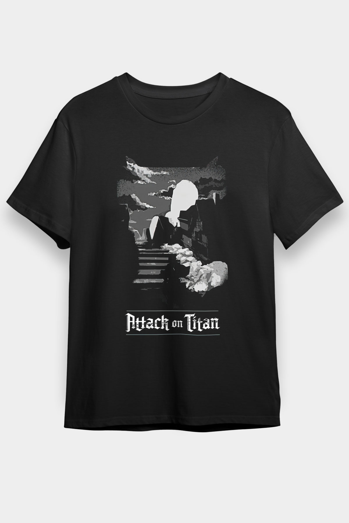 Eren Jaeger Baskılı Unisex Siyah Tişört - Tshirt