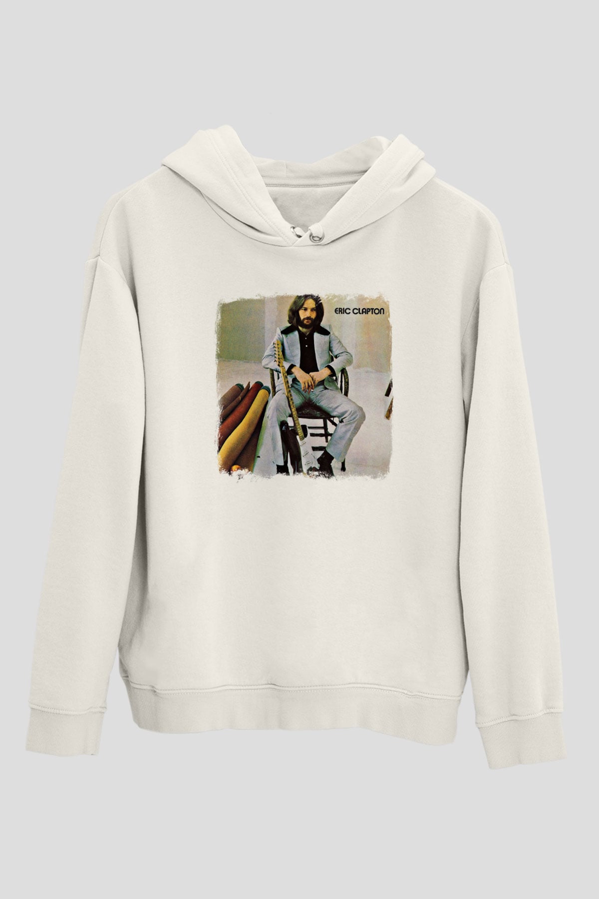 Eric Clapton Baskılı Unisex Beyaz Hoodie