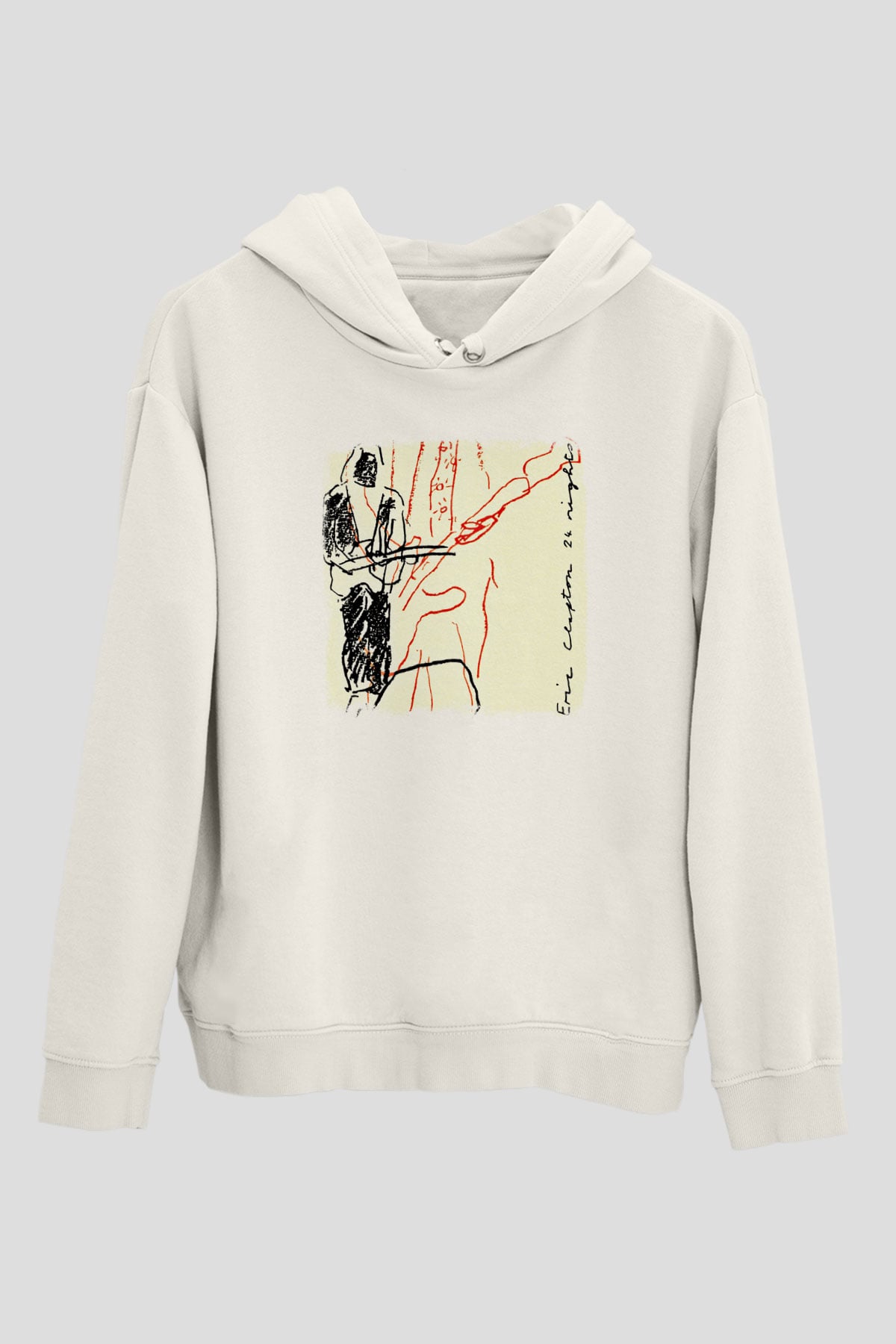 Eric Clapton Baskılı Unisex Beyaz Hoodie