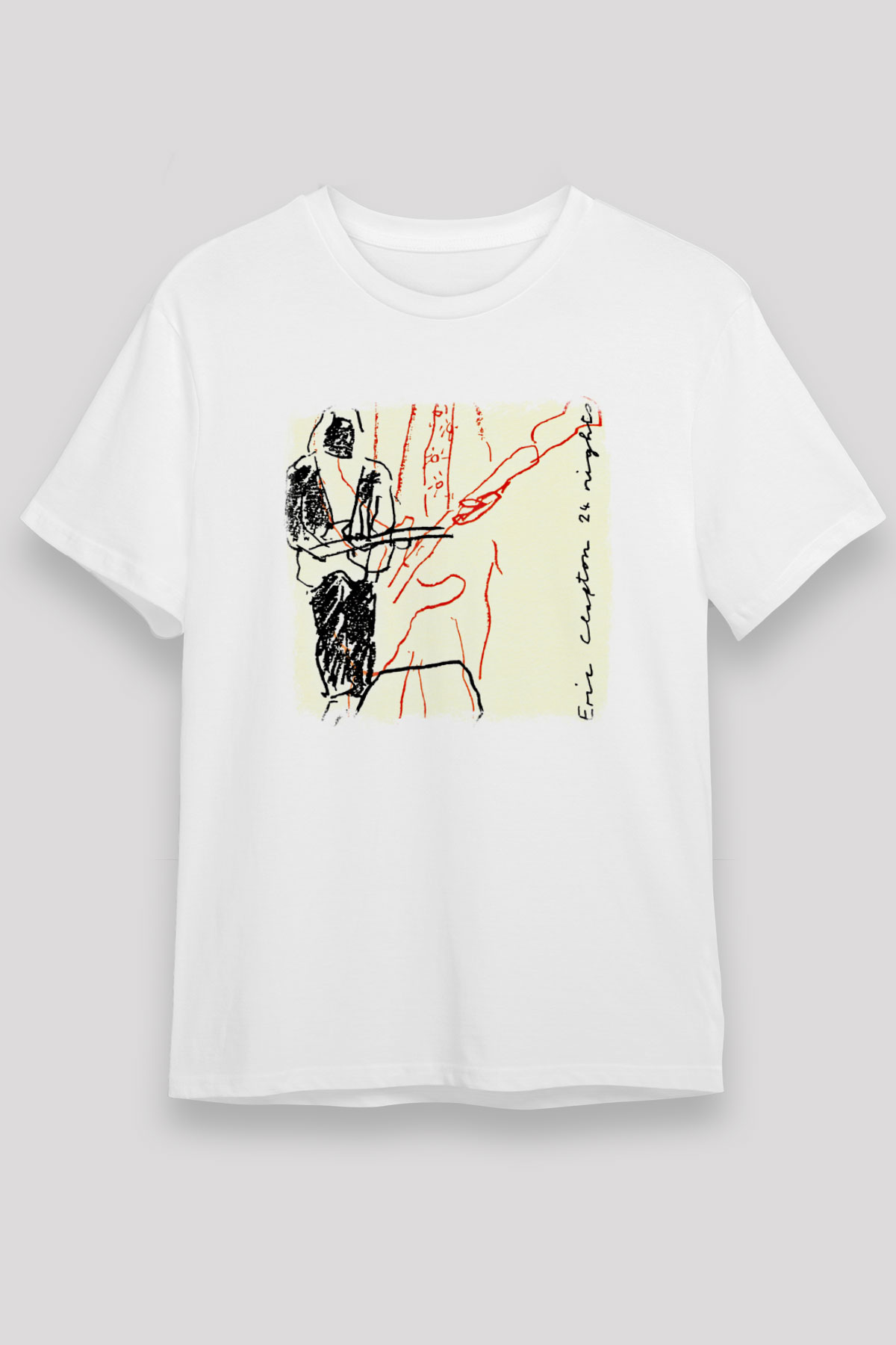 Eric Clapton Baskılı Unisex Beyaz Tişört