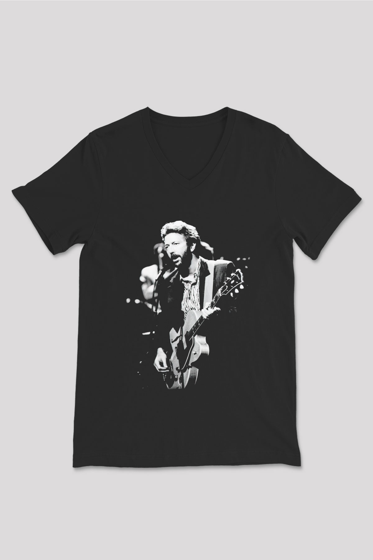 Eric Clapton Siyah Unisex V Yaka Tişört T-Shirt
