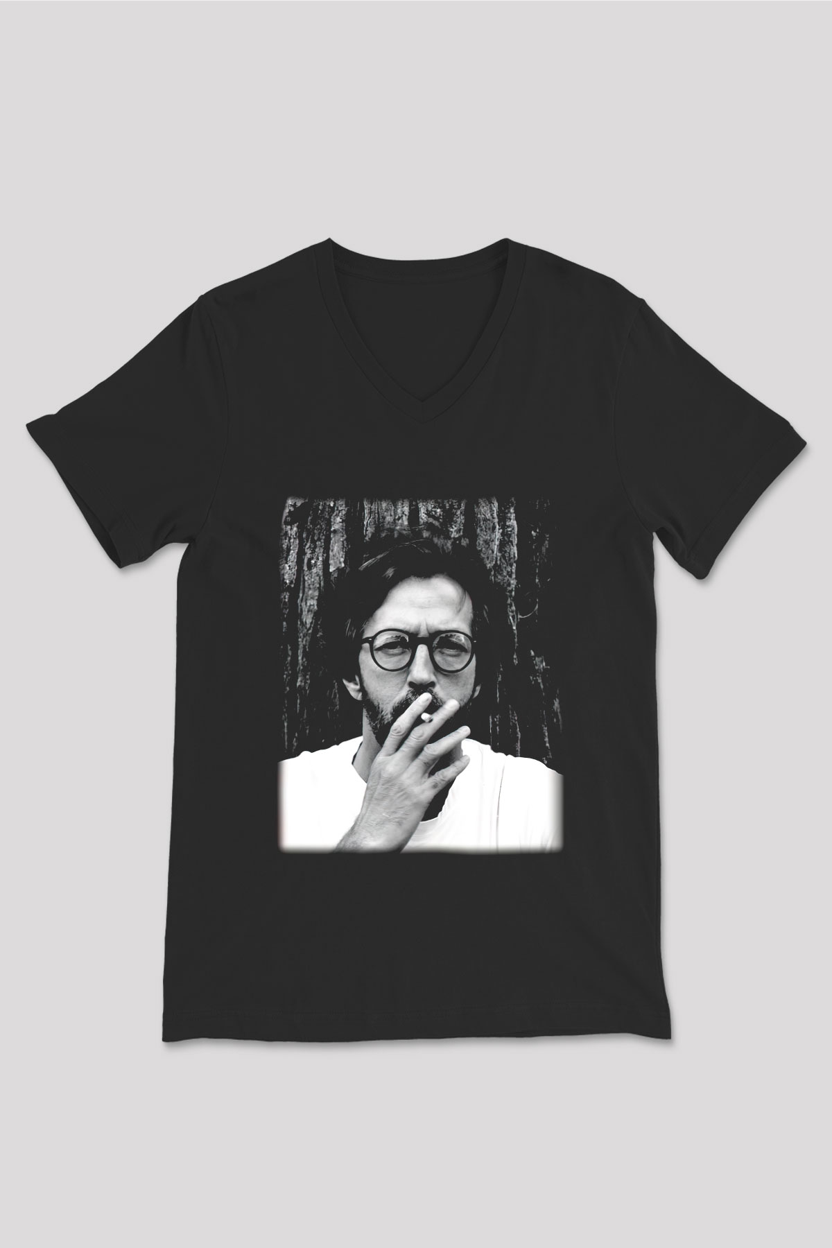 Eric Clapton Siyah Unisex V Yaka Tişört T-Shirt
