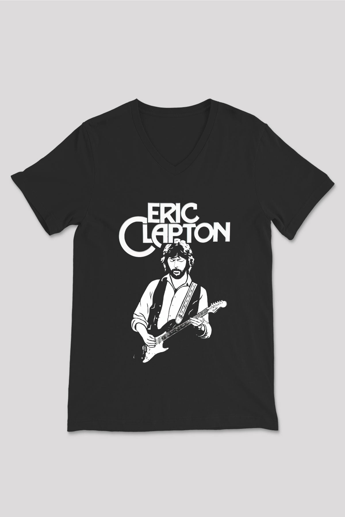 Eric Clapton Siyah Unisex V Yaka Tişört T-Shirt