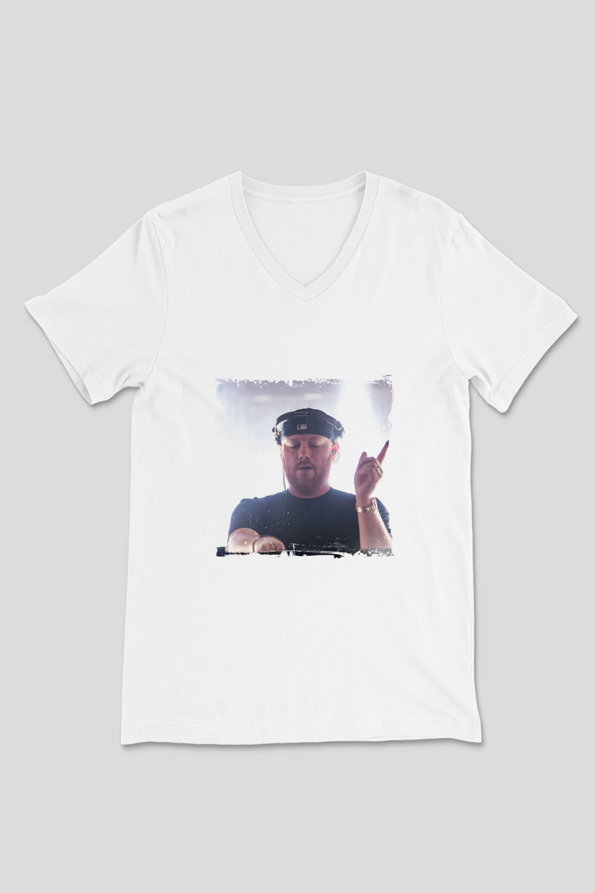 Eric Prydz Baskılı Beyaz V Yaka Unisex Tişört