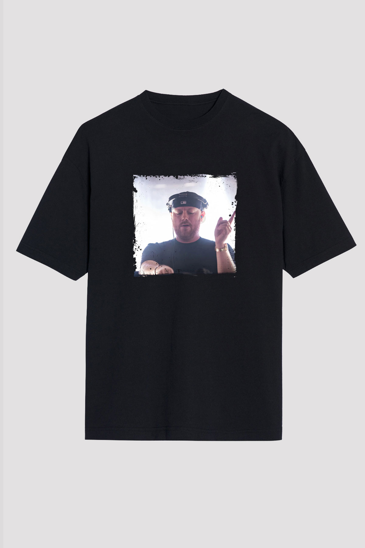 Eric Prydz Baskılı Unisex Oversize Siyah Tişört