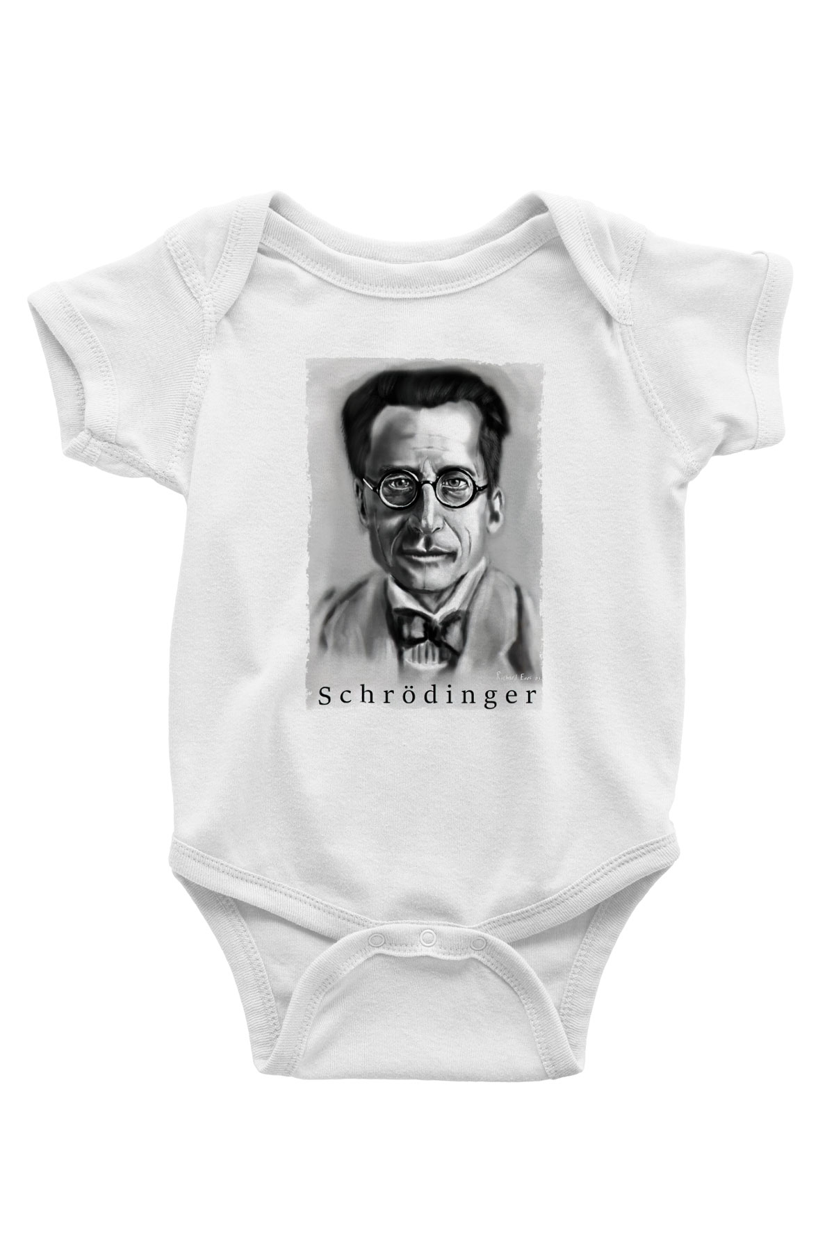 Erwin Schrödinger Baskılı Beyaz Bebek Body - Zıbın