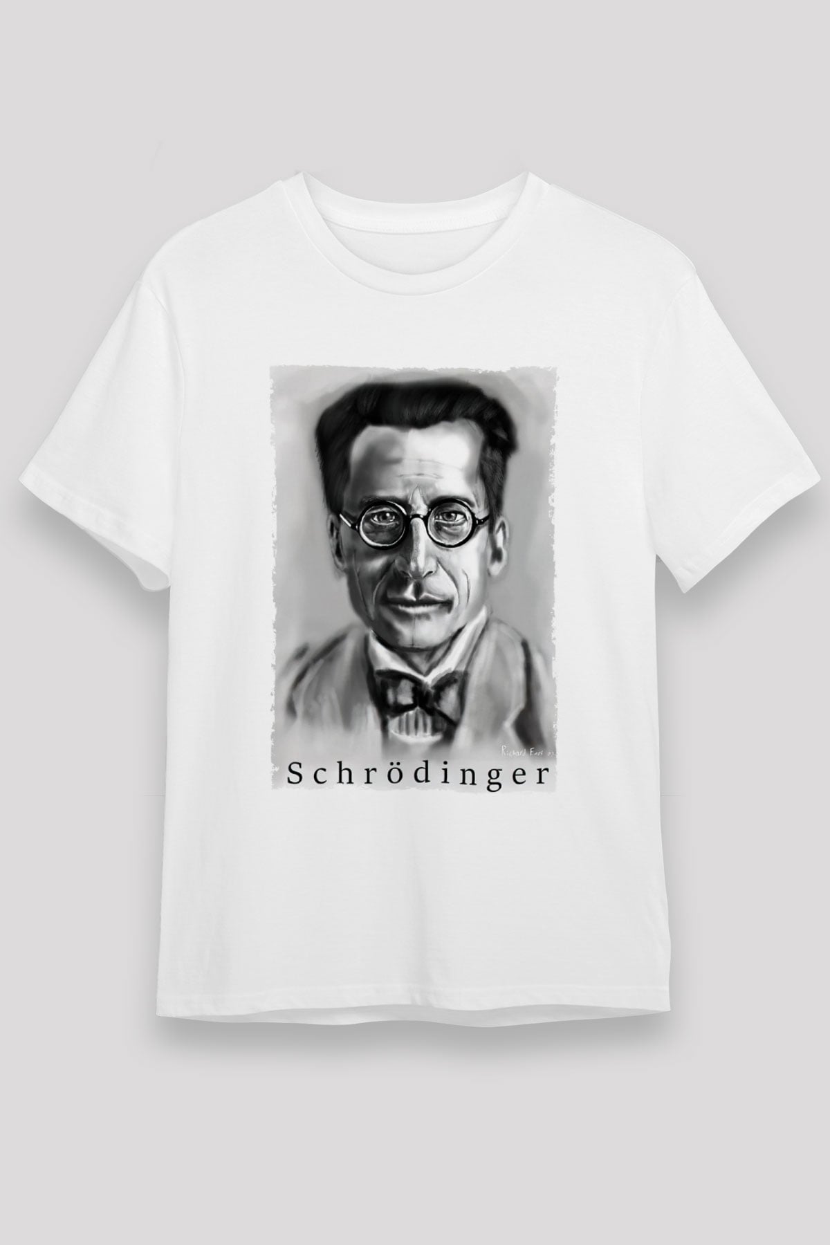Erwin Schrödinger Baskılı Unisex Beyaz Tişört - Tshirt