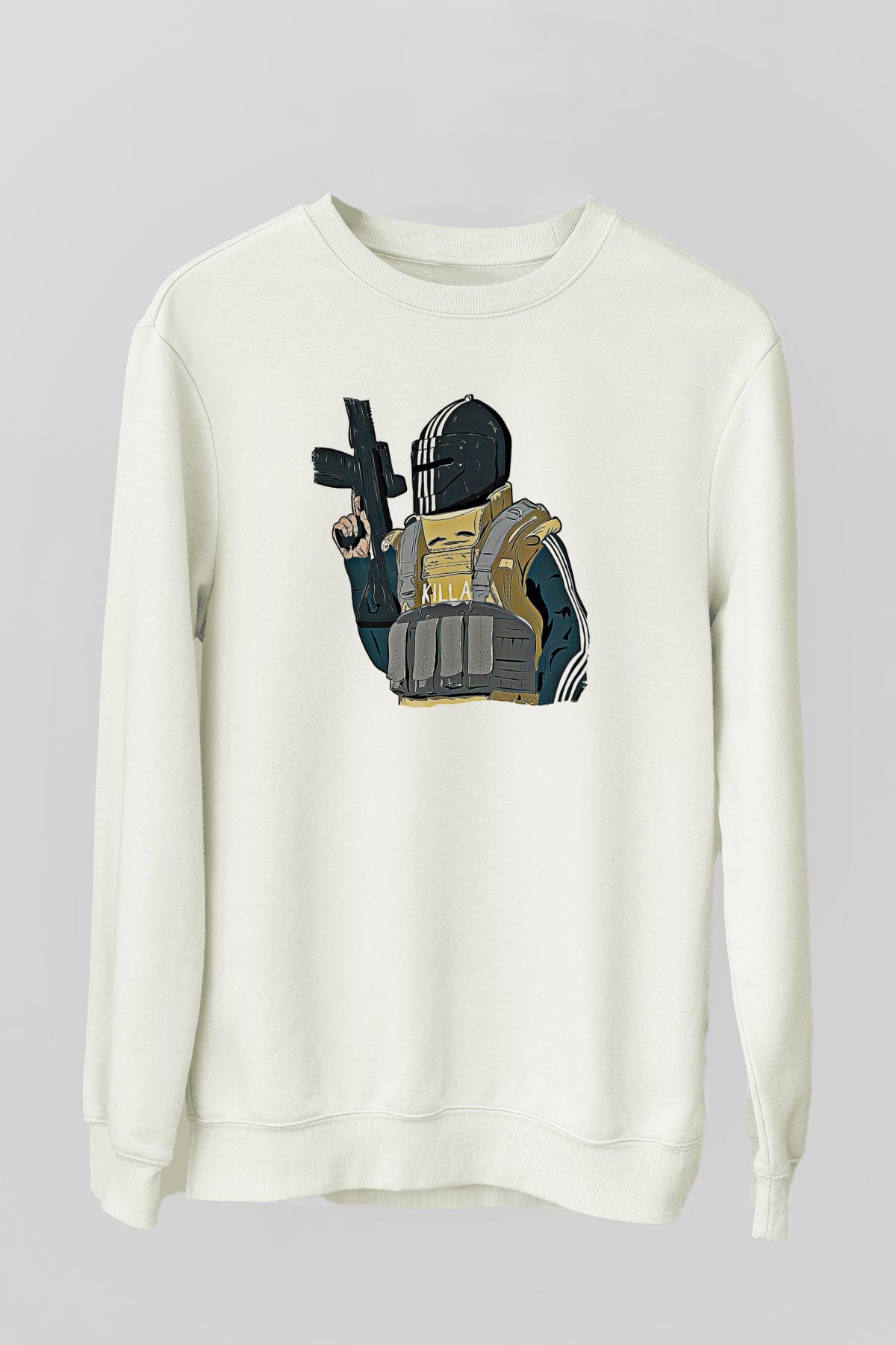 Escape From Tarkov Baskılı Beyaz Unisex Sweatshirt