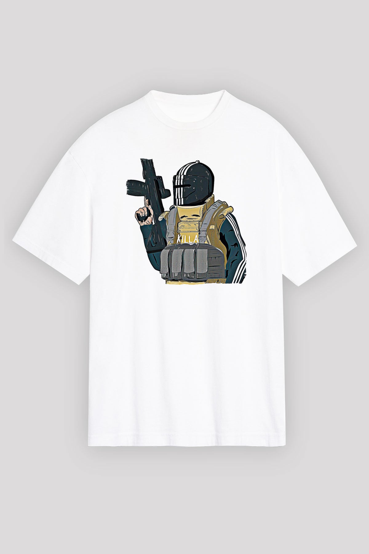Escape From Tarkov Baskılı Beyaz Unisex Oversize Tişört - Tshirt