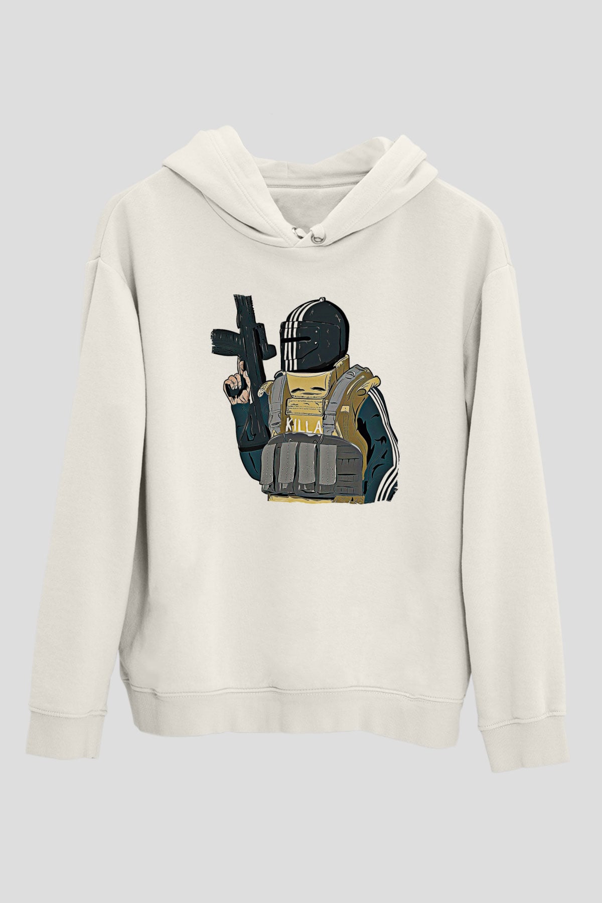 Escape From Tarkov Baskılı Beyaz Unisex Kapüşonlu Sweatshirt