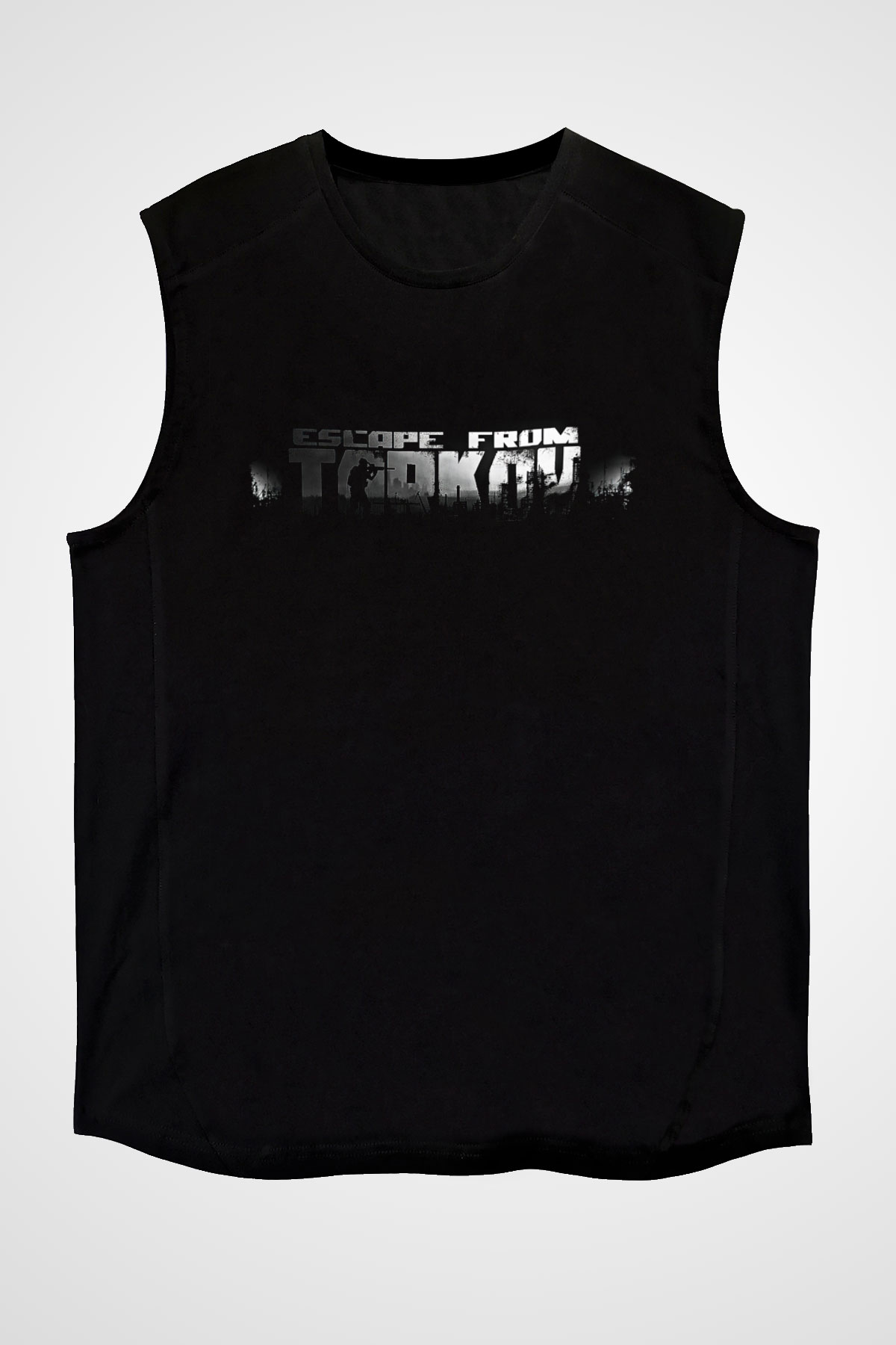 Escape From Tarkov Baskılı Unisex Siyah Kolsuz Tişört - Tshirt