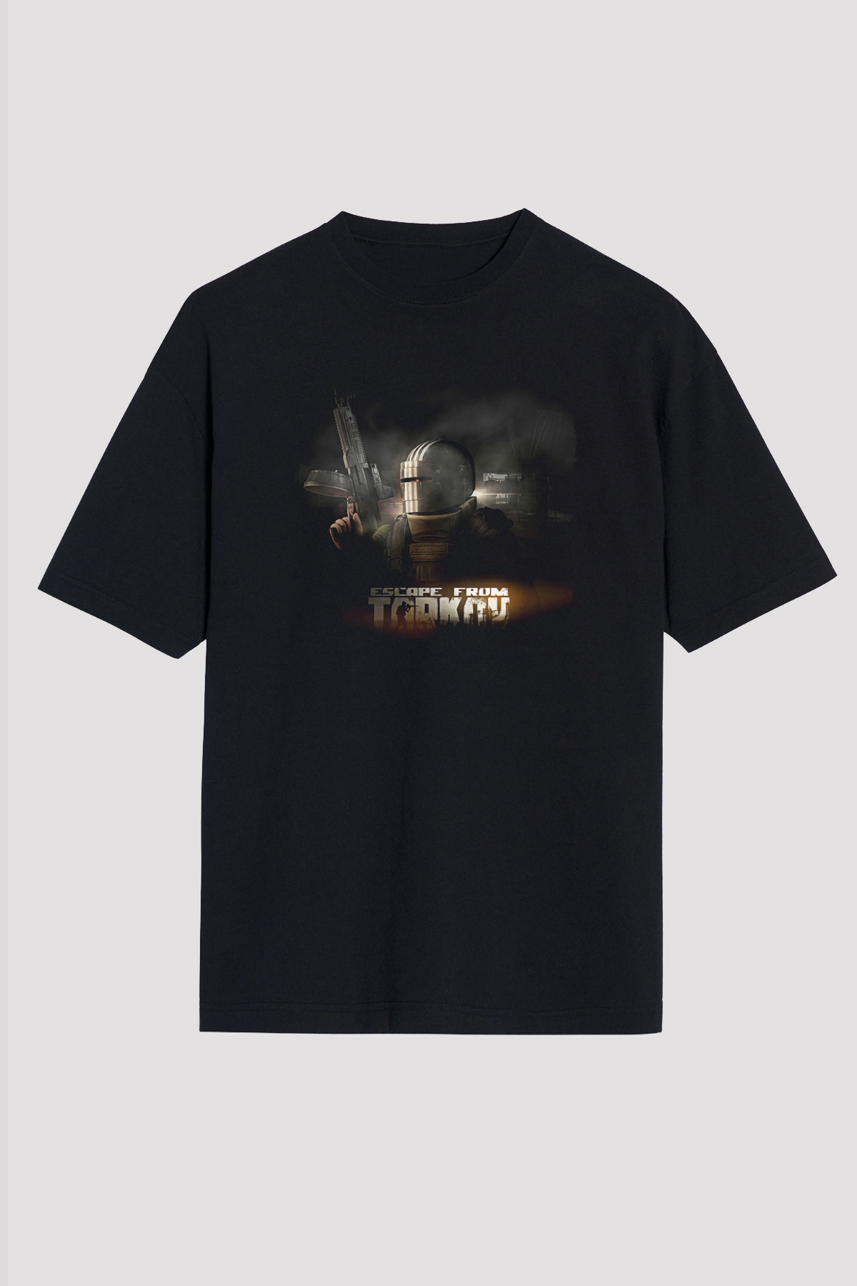 Escape From Tarkov Baskılı Unisex Siyah Oversize Tişört - Tshirt