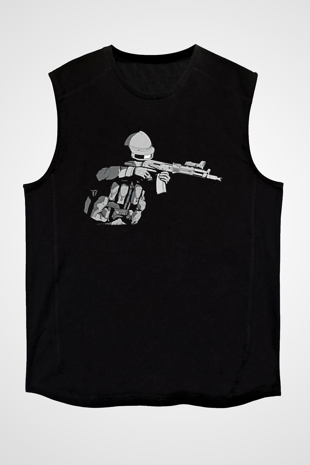 Escape From Tarkov Baskılı Unisex Siyah Kolsuz Tişört - Tshirt