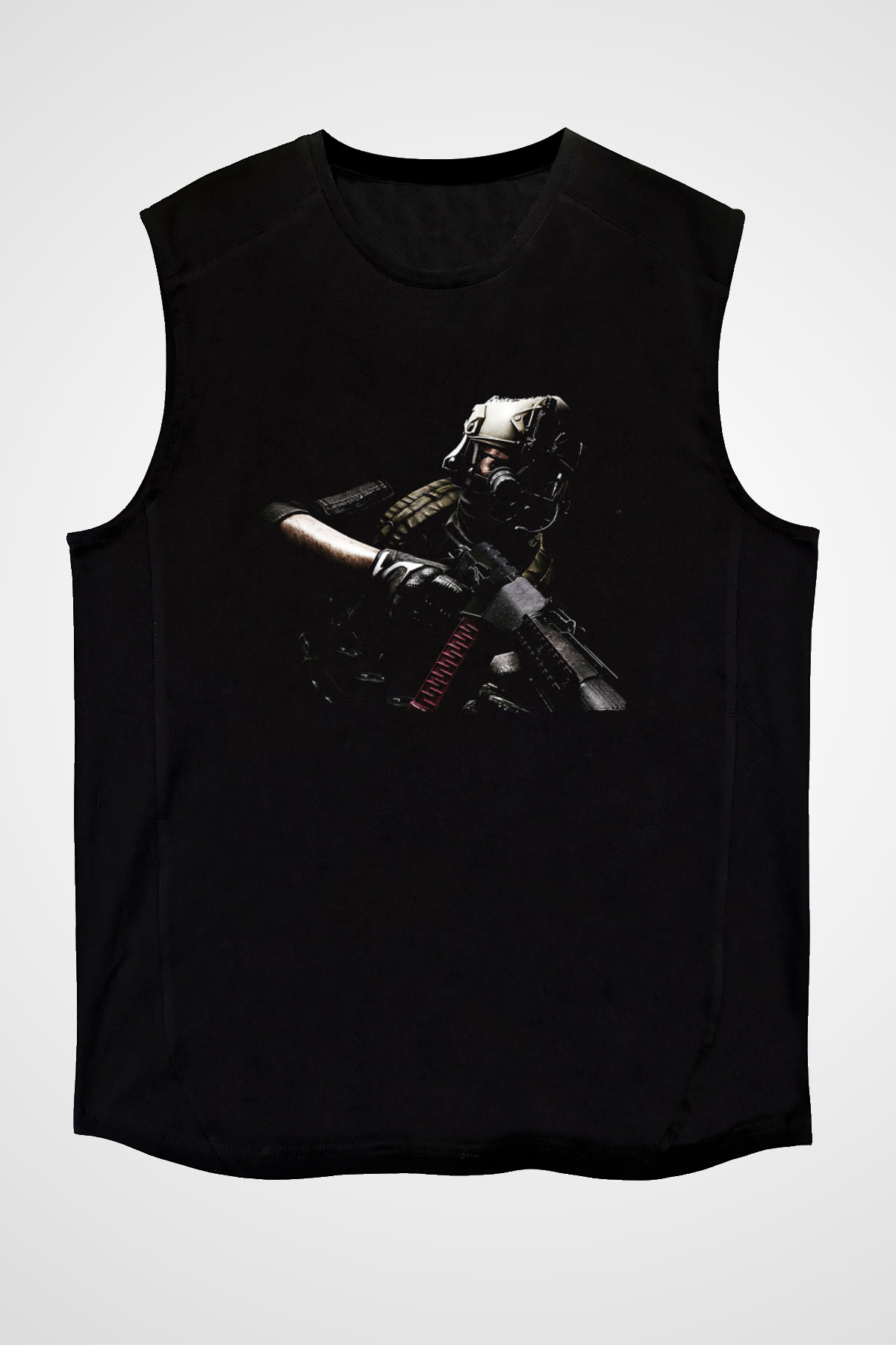 Escape From Tarkov Baskılı Unisex Siyah Kolsuz Tişört - Tshirt