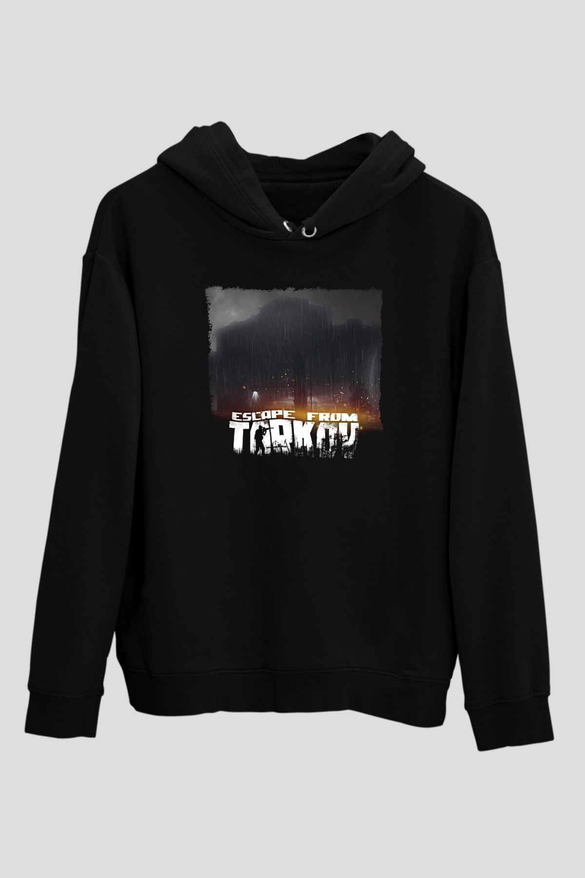 Escape From Tarkov Baskılı Unisex Siyah Kapüşonlu Sweatshirt