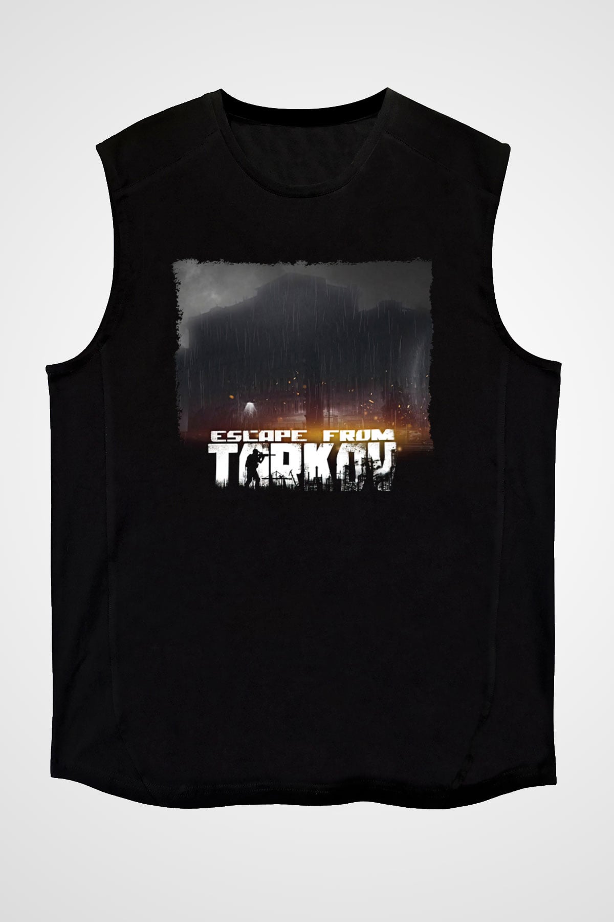 Escape From Tarkov Baskılı Unisex Siyah Kolsuz Tişört - Tshirt