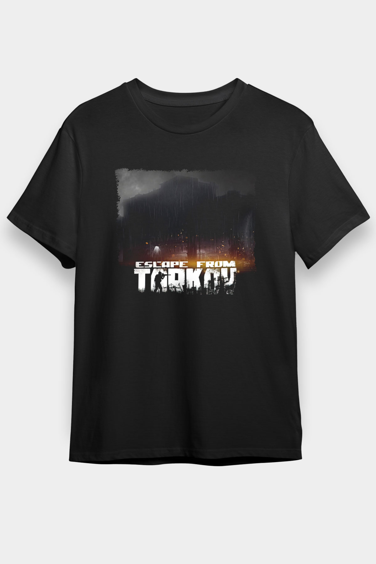 Escape From Tarkov Baskılı Unisex Siyah Tişört - Tshirt