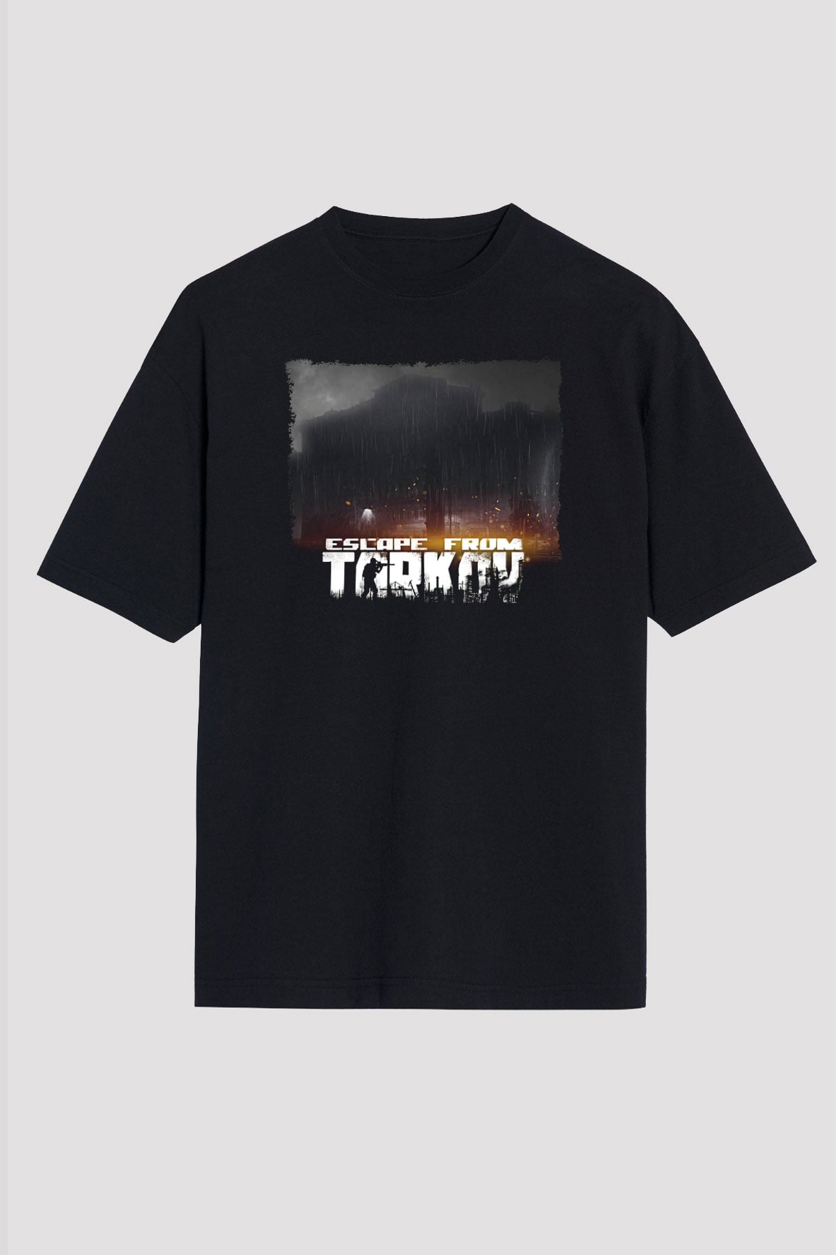 Escape From Tarkov Baskılı Unisex Siyah Oversize Tişört - Tshirt