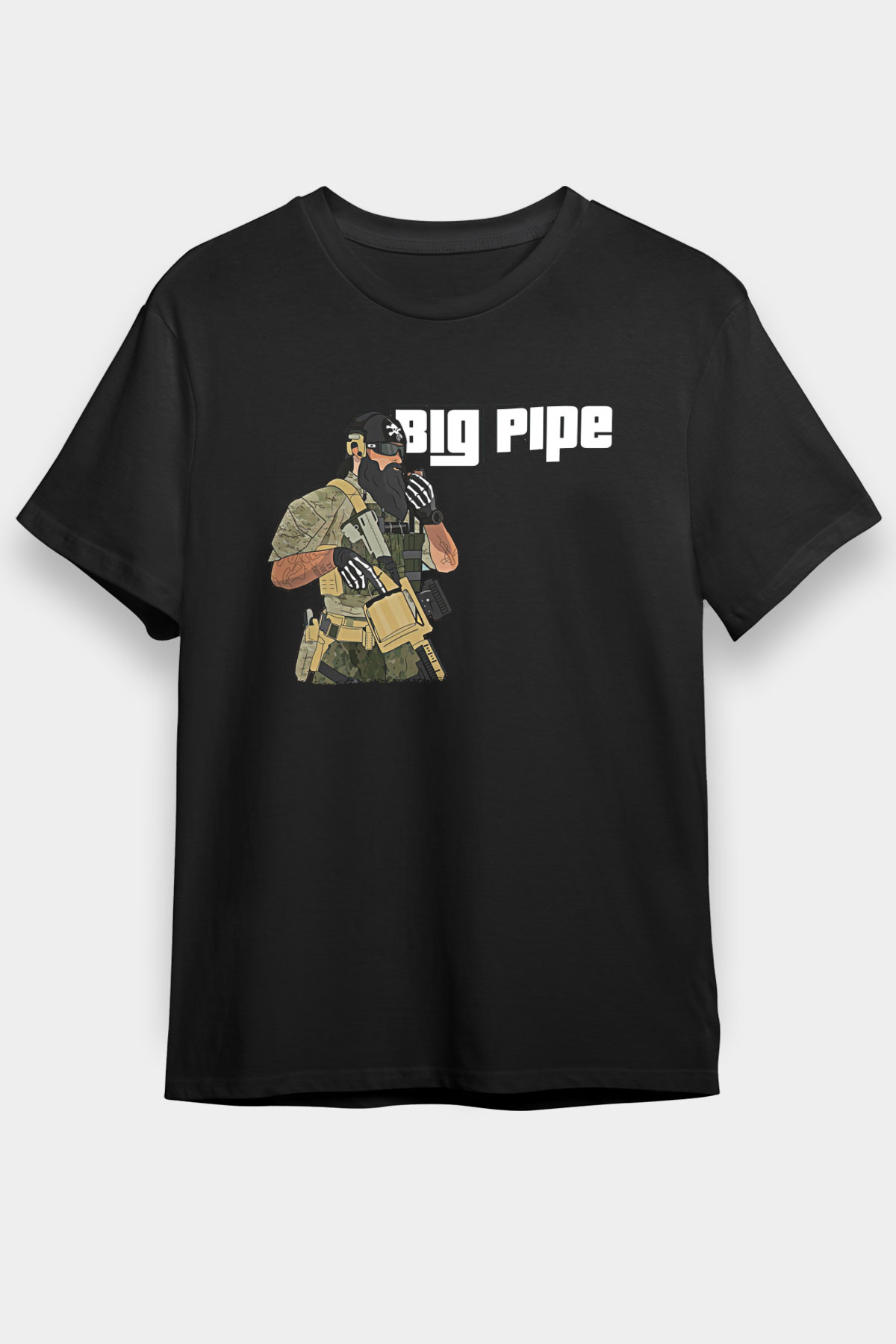 Escape From Tarkov Baskılı Unisex Siyah Tişört - Tshirt