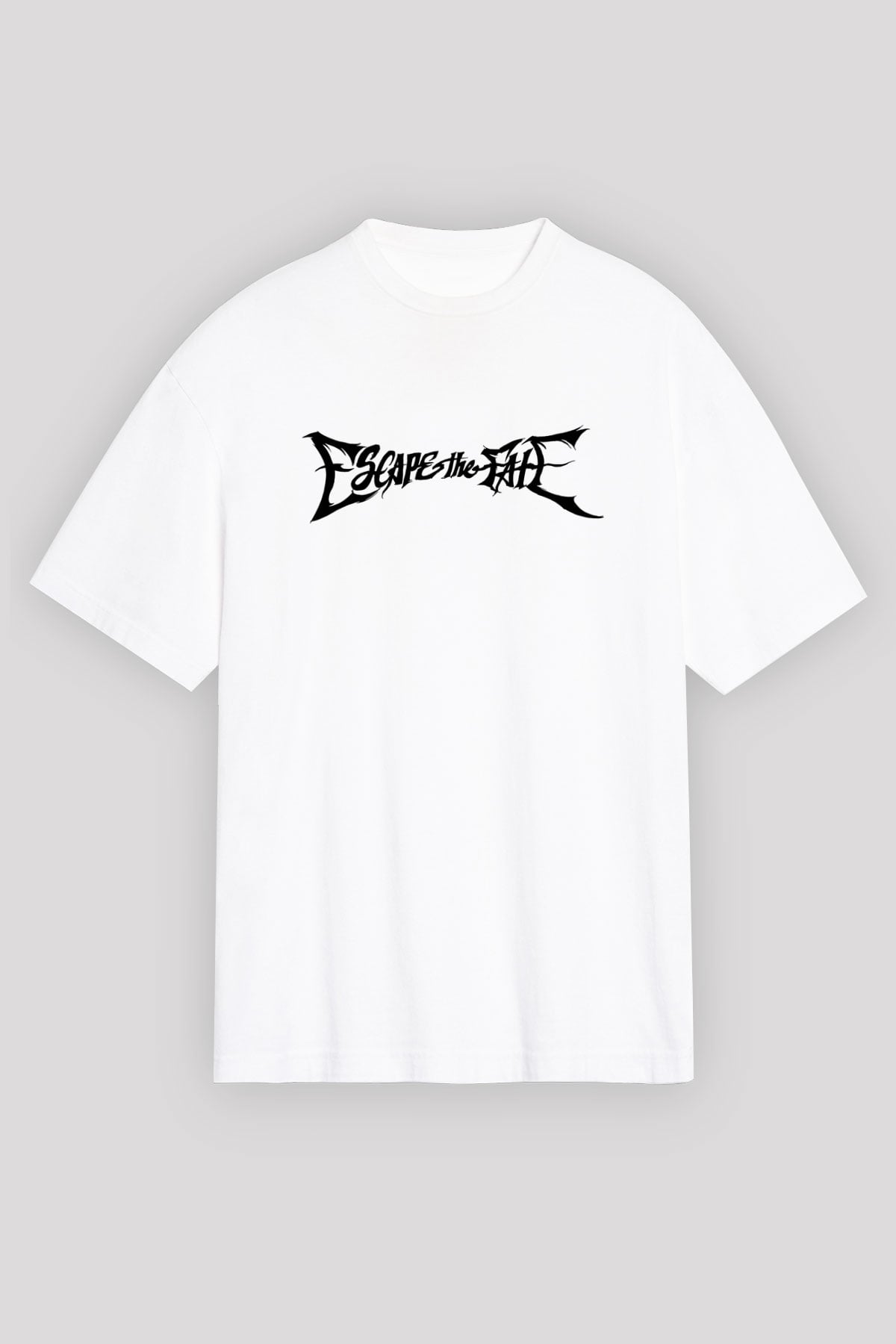 Escape the fate Baskılı Beyaz Unisex Oversize Tişört - Tshirt