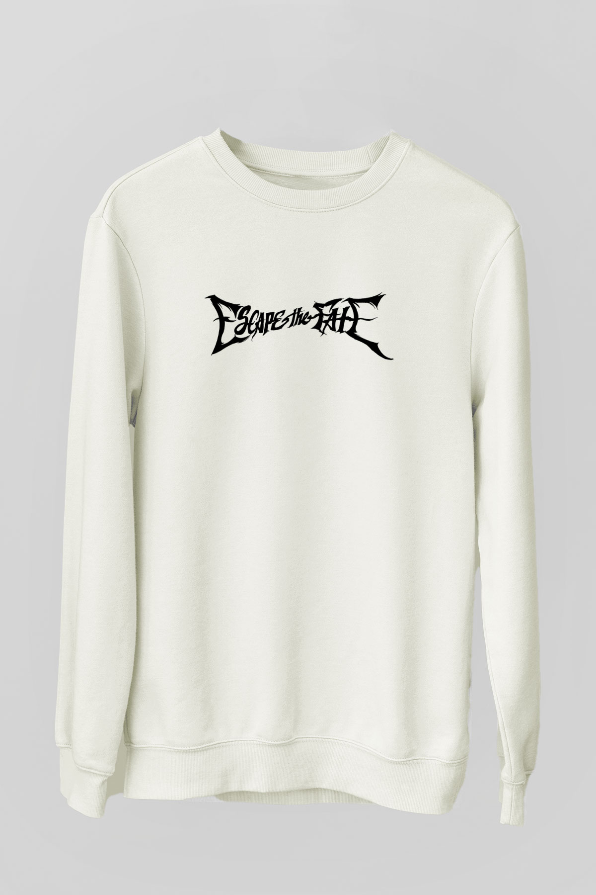 Escape the fate Baskılı Beyaz Unisex Sweatshirt