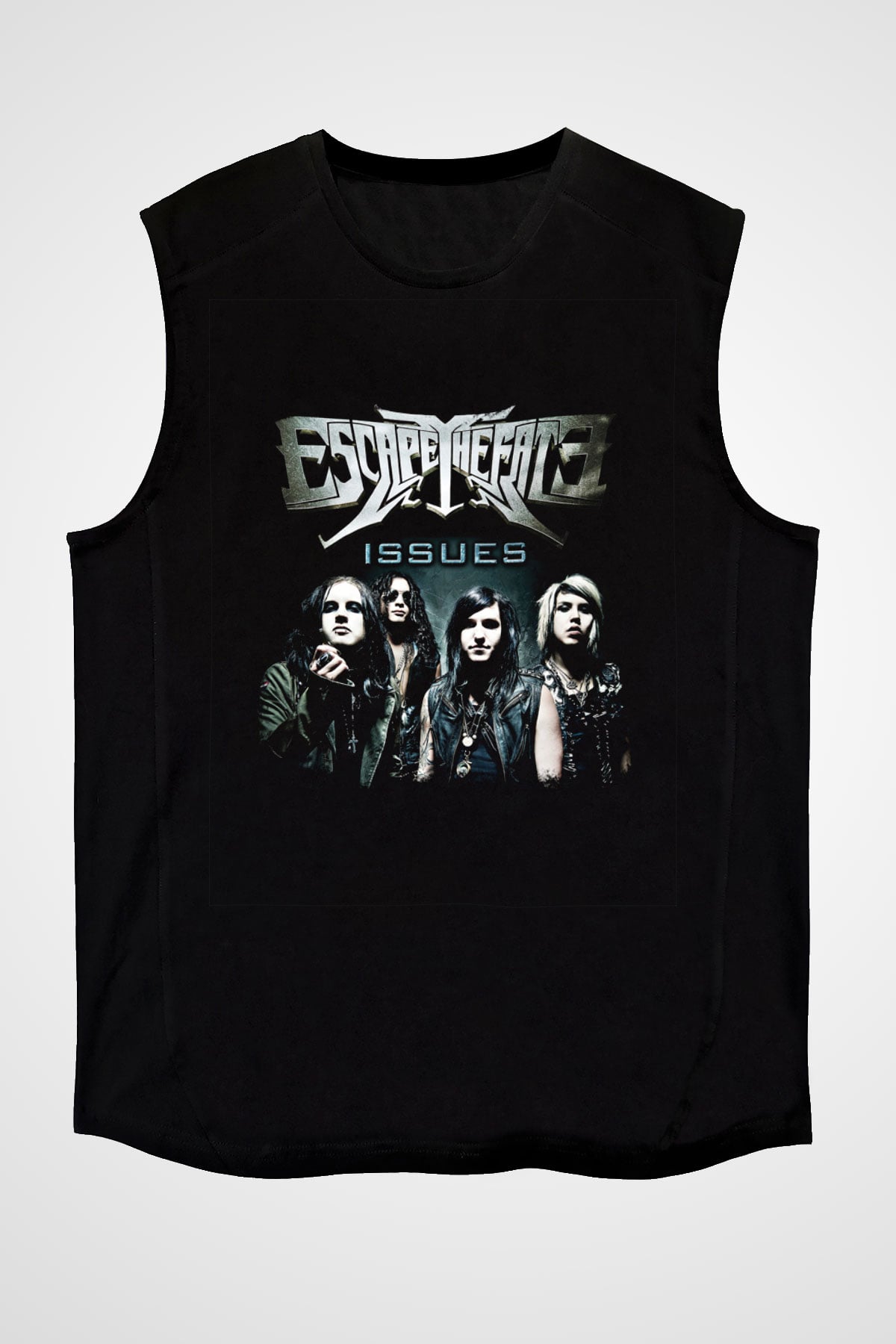 Escape The Fate Baskılı Unisex Siyah Kolsuz Tişört