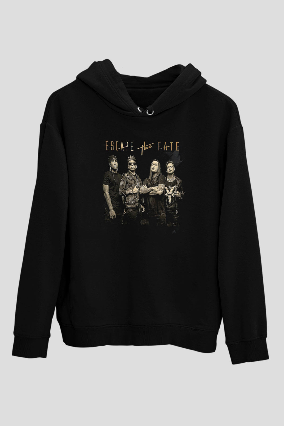 Escape the fate Baskılı Unisex Siyah Kapüşonlu Sweatshirt