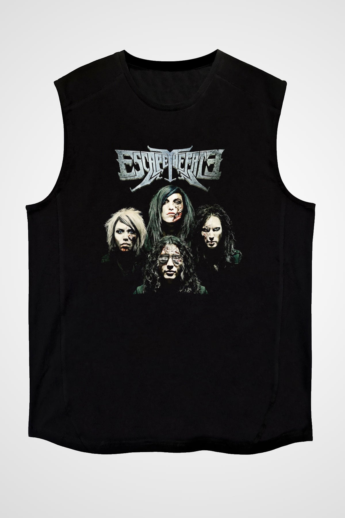 Escape the fate Baskılı Unisex Siyah Kolsuz Tişört - Tshirt