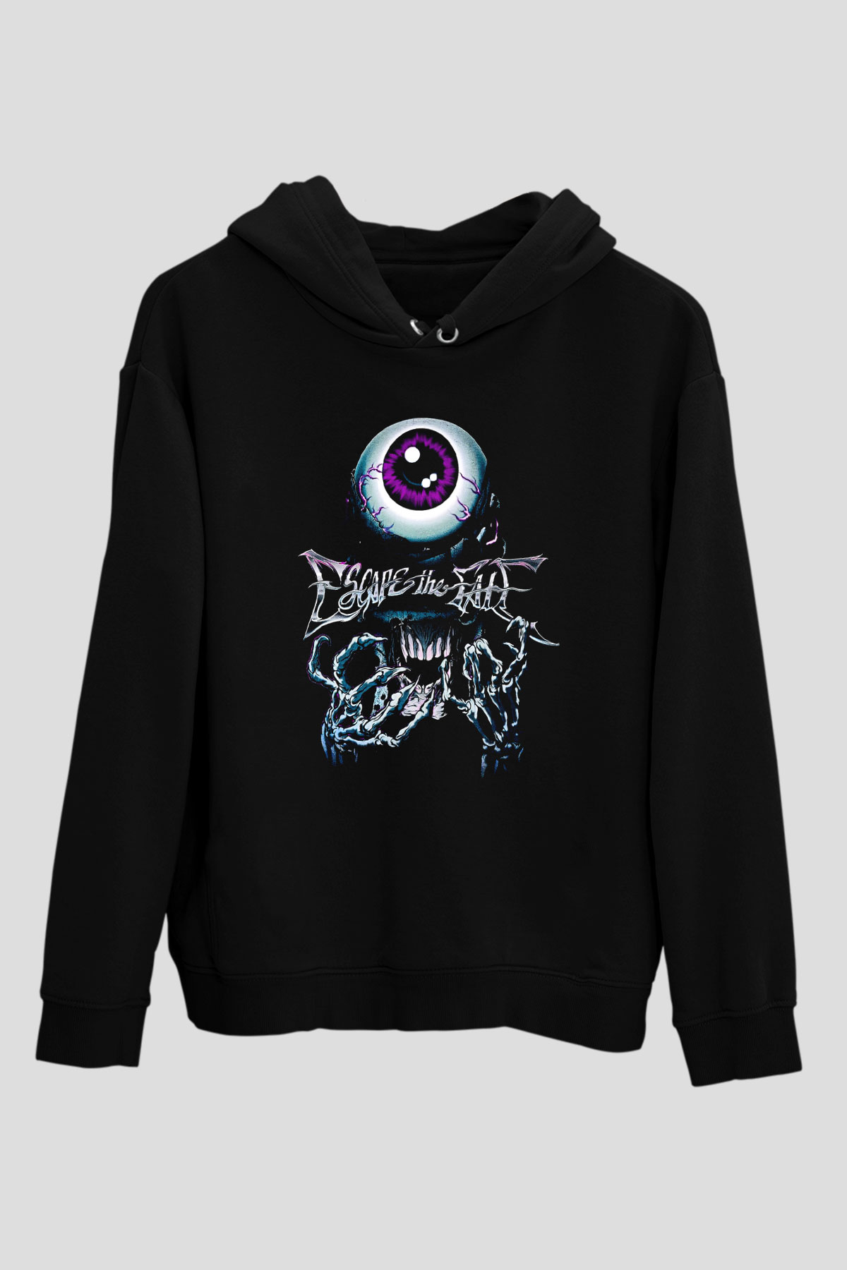 Escape the fate Baskılı Unisex Siyah Kapüşonlu Sweatshirt