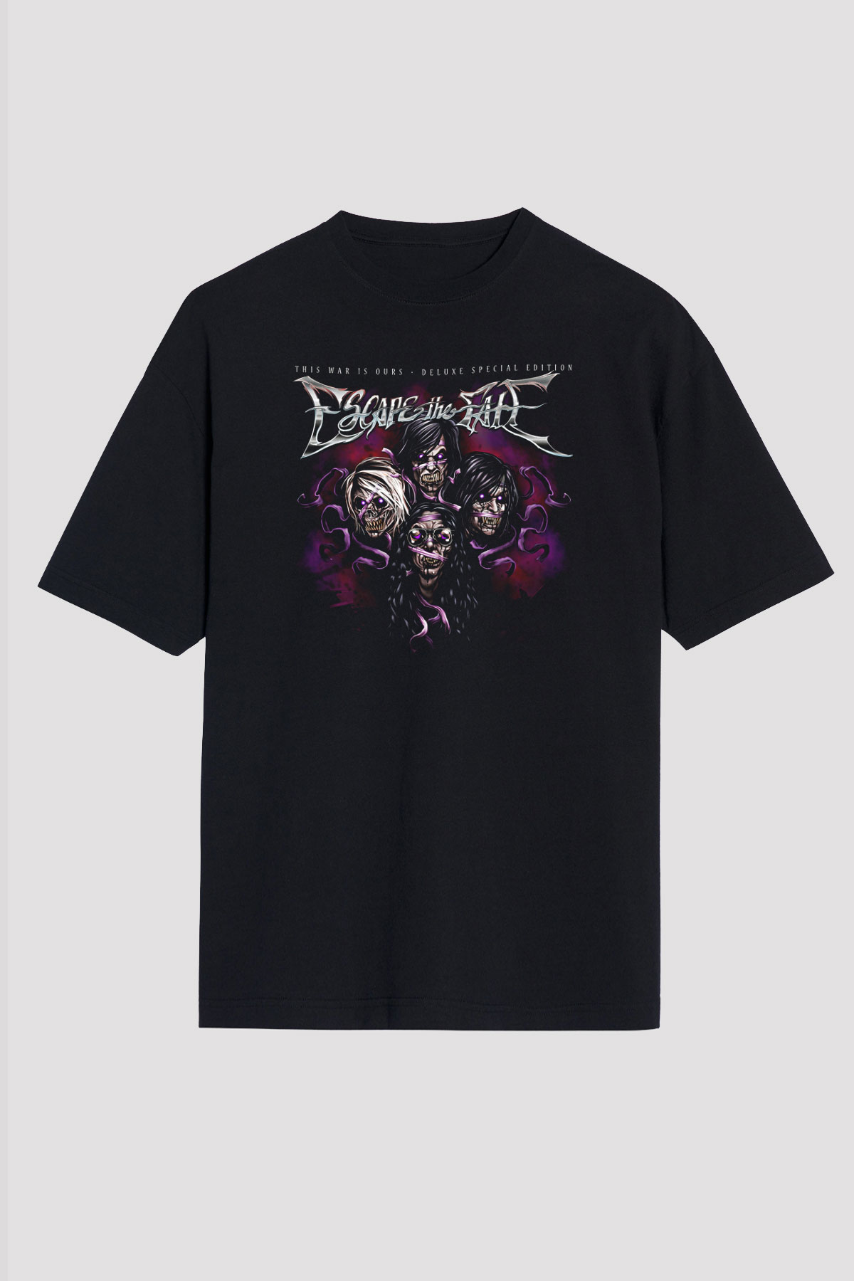 Escape the fate Baskılı Unisex Siyah Oversize Tişört - Tshirt