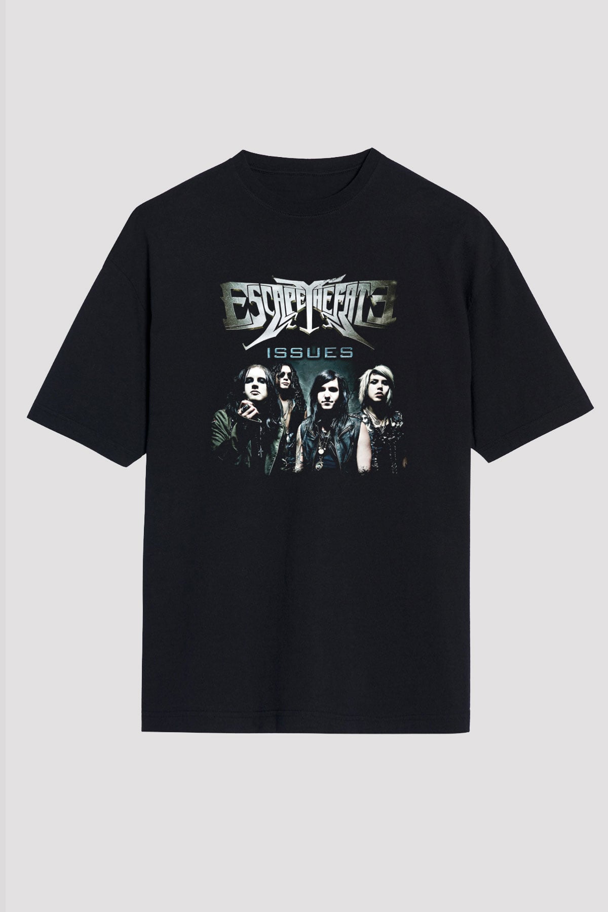 Escape The Fate Baskılı Unisex Siyah Oversize Tişört