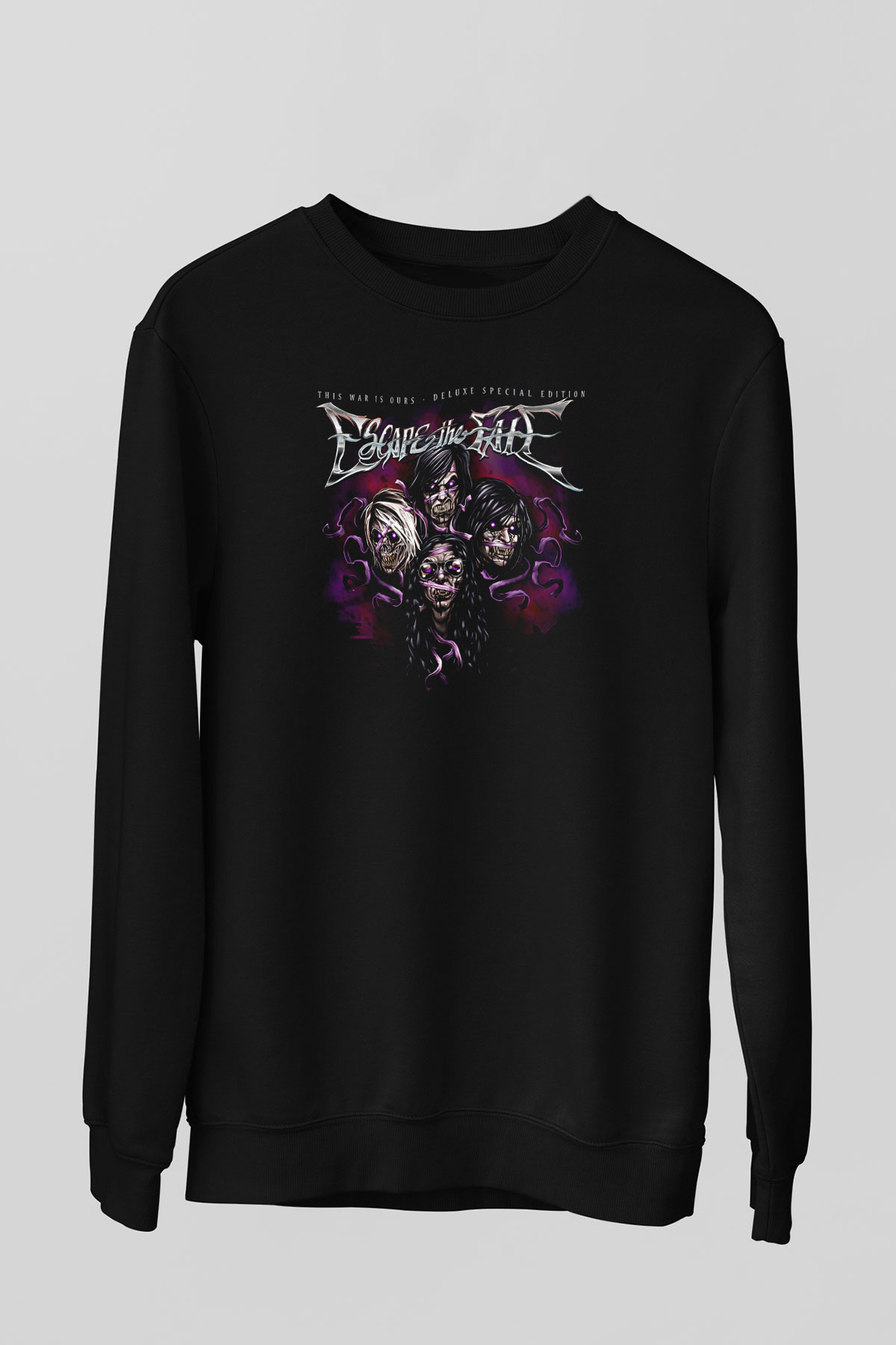 Escape the fate Baskılı Unisex Siyah Sweatshirt