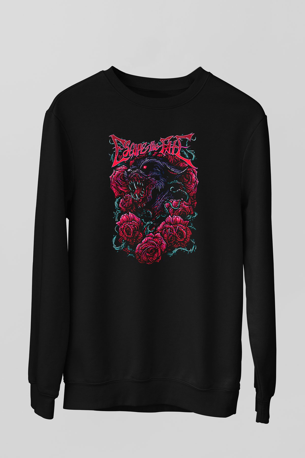 Escape the fate Baskılı Unisex Siyah Sweatshirt