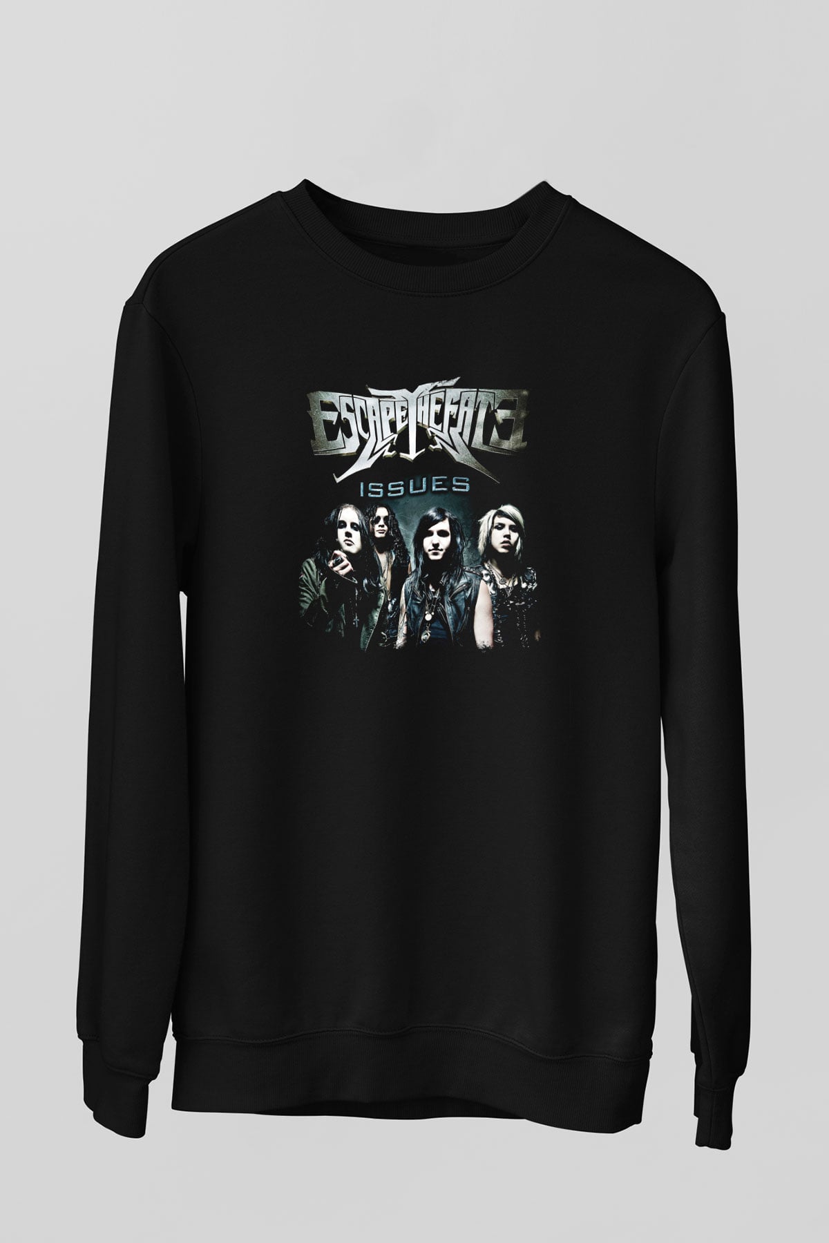 Escape The Fate Baskılı Unisex Siyah Sweatshirt