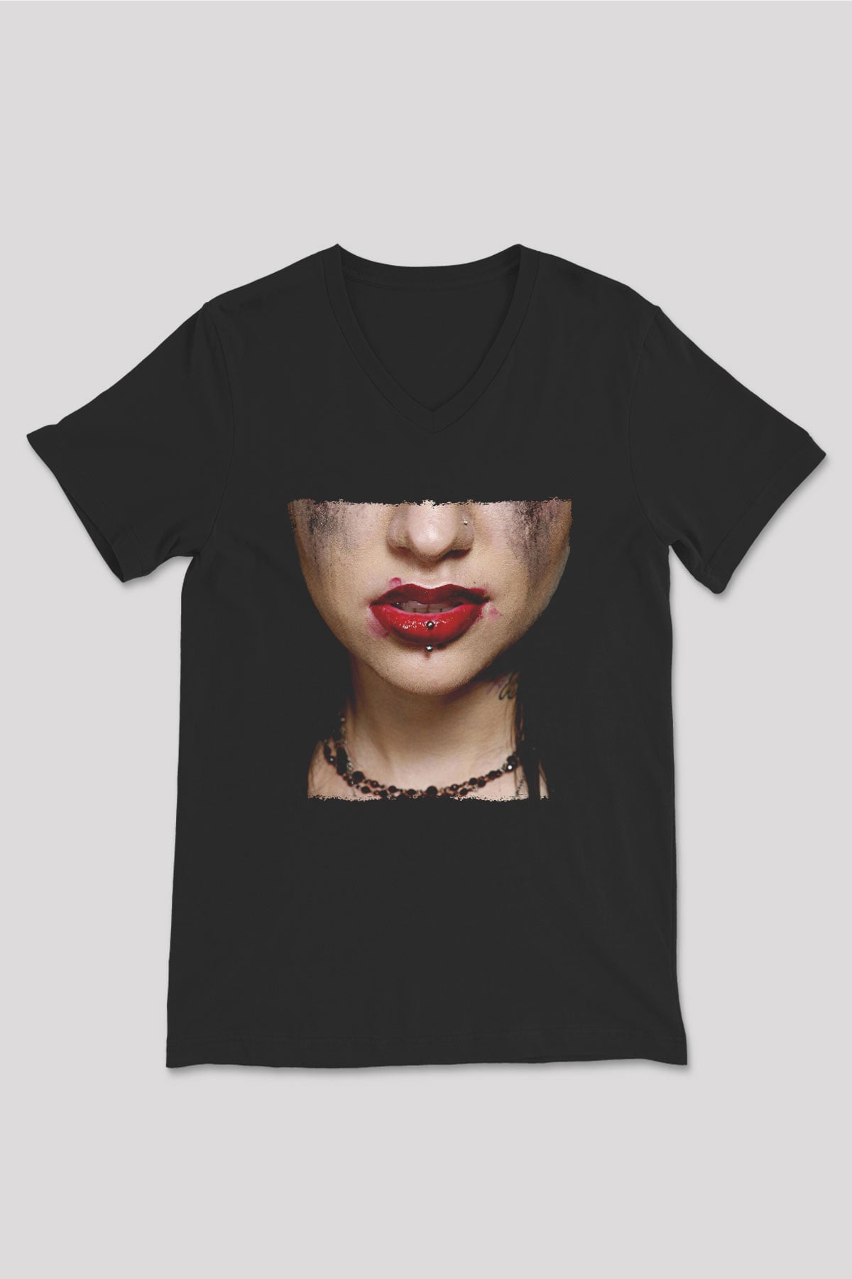 Escape the fate Baskılı Unisex Siyah V Yaka Tişört - Tshirt