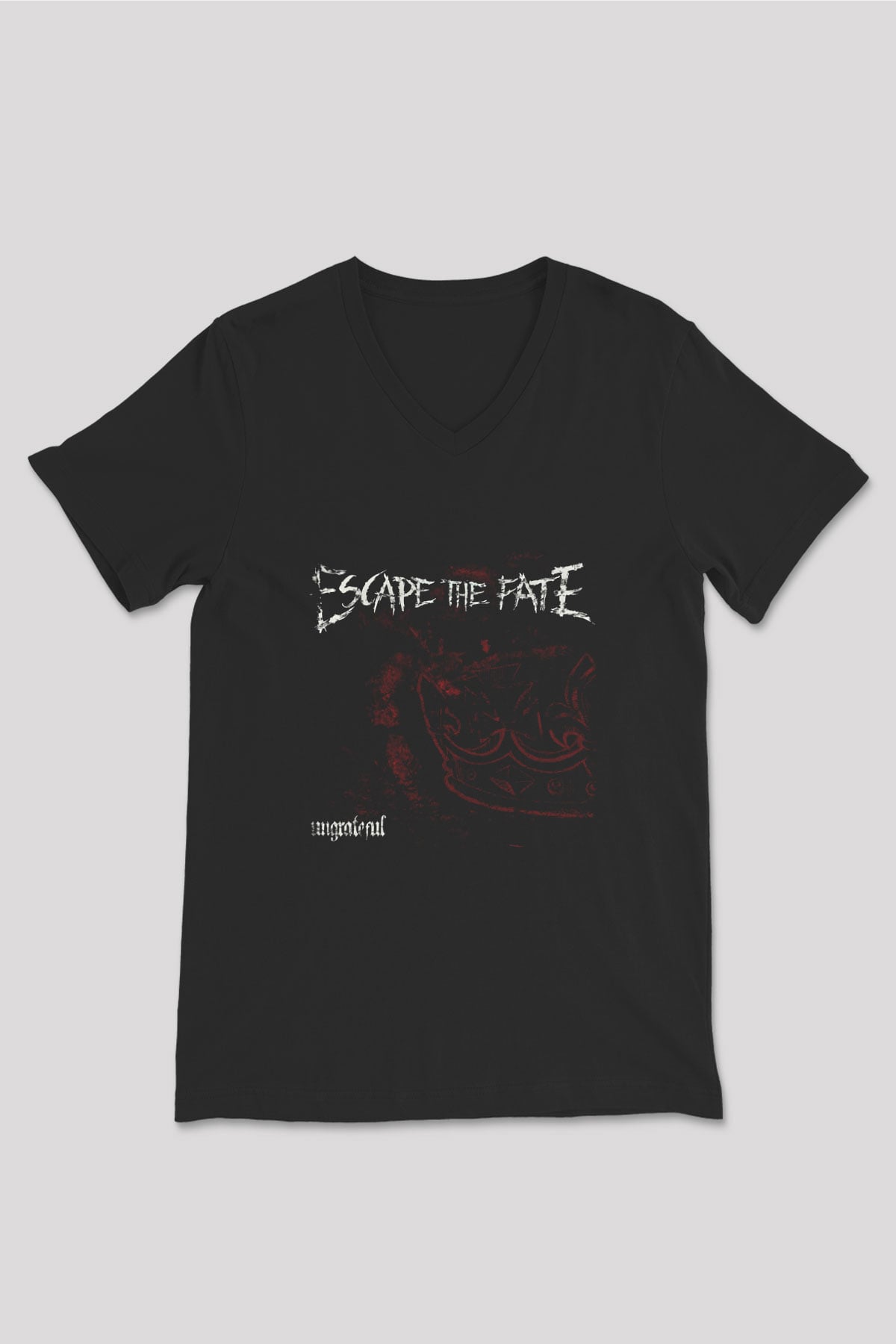 Escape The Fate Baskılı Unisex Siyah V Yaka Tişört