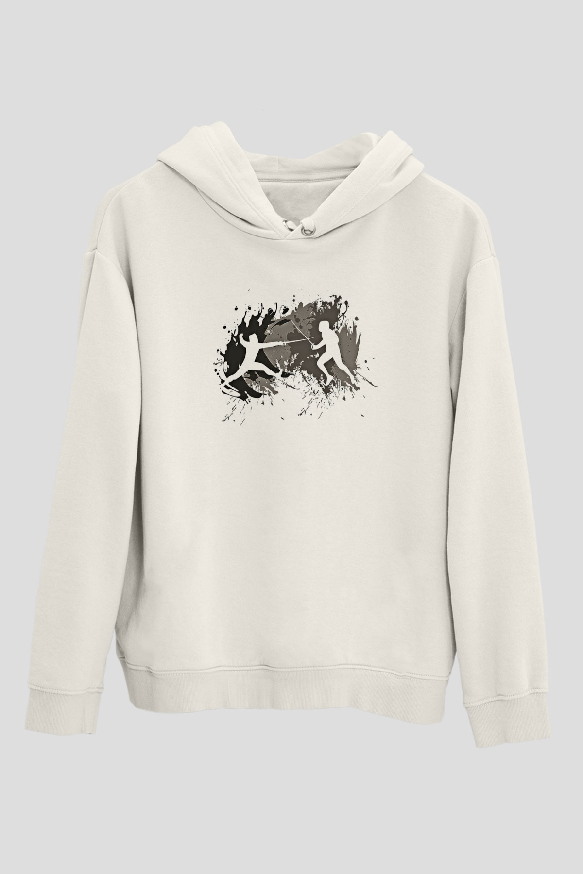 Eskrim Baskılı Unisex Ekru Hoodie