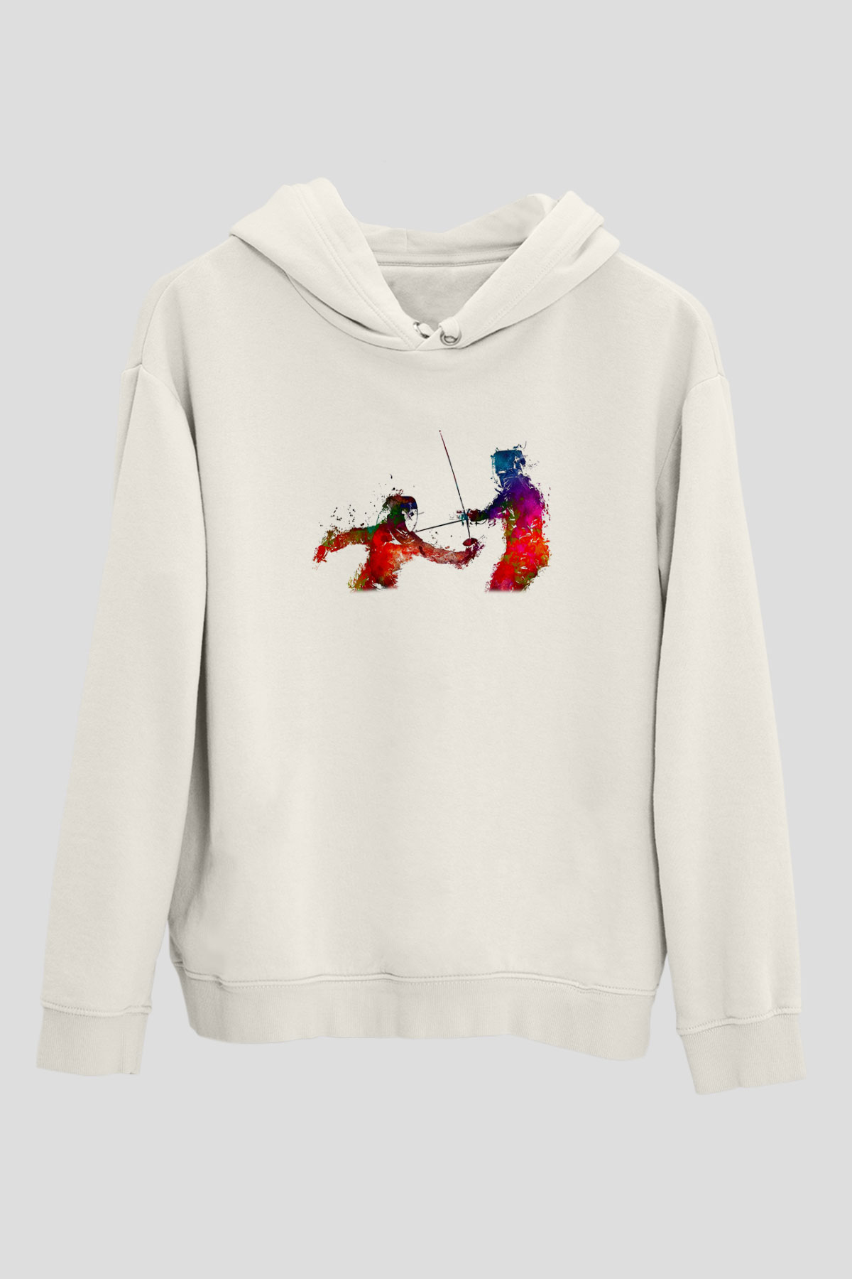 Eskrim Baskılı Unisex Ekru Hoodie