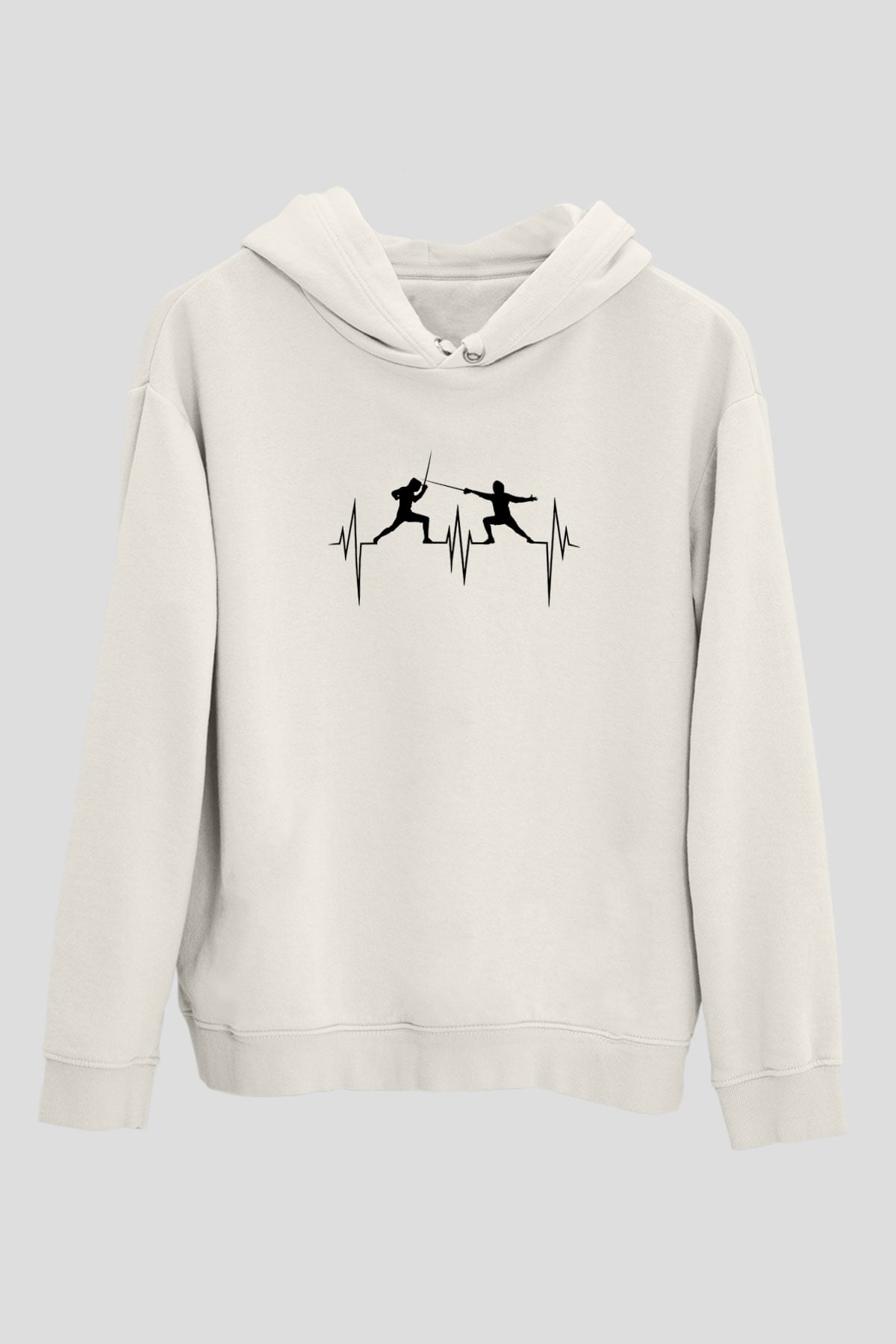 Eskrim Baskılı Unisex Ekru Hoodie