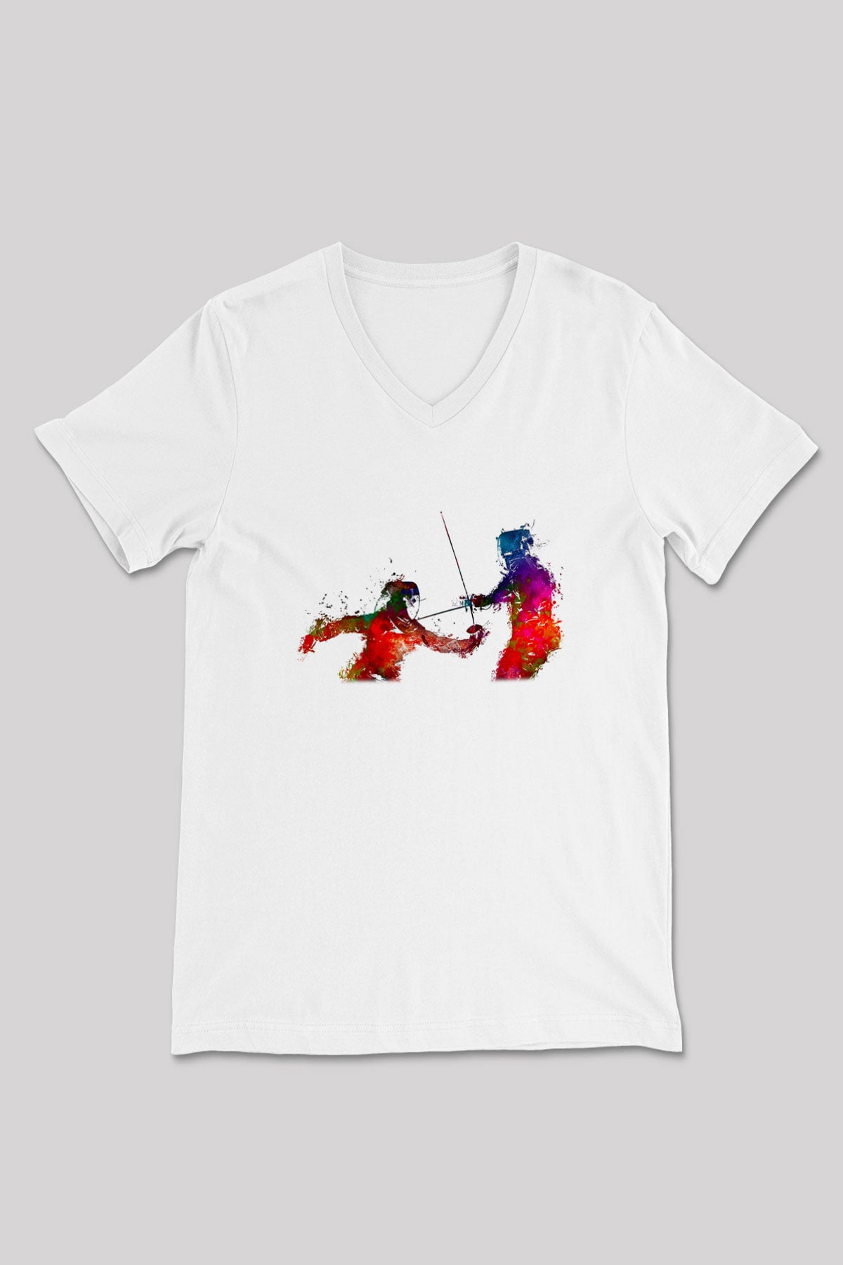Eskrim Baskılı Unisex V Yaka Tişört - Tshirt