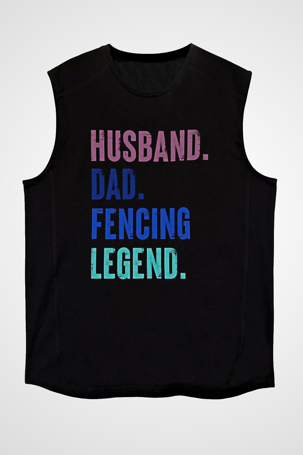 Eskrim - Fencing Baskılı Unisex Siyah Kolsuz Tişört