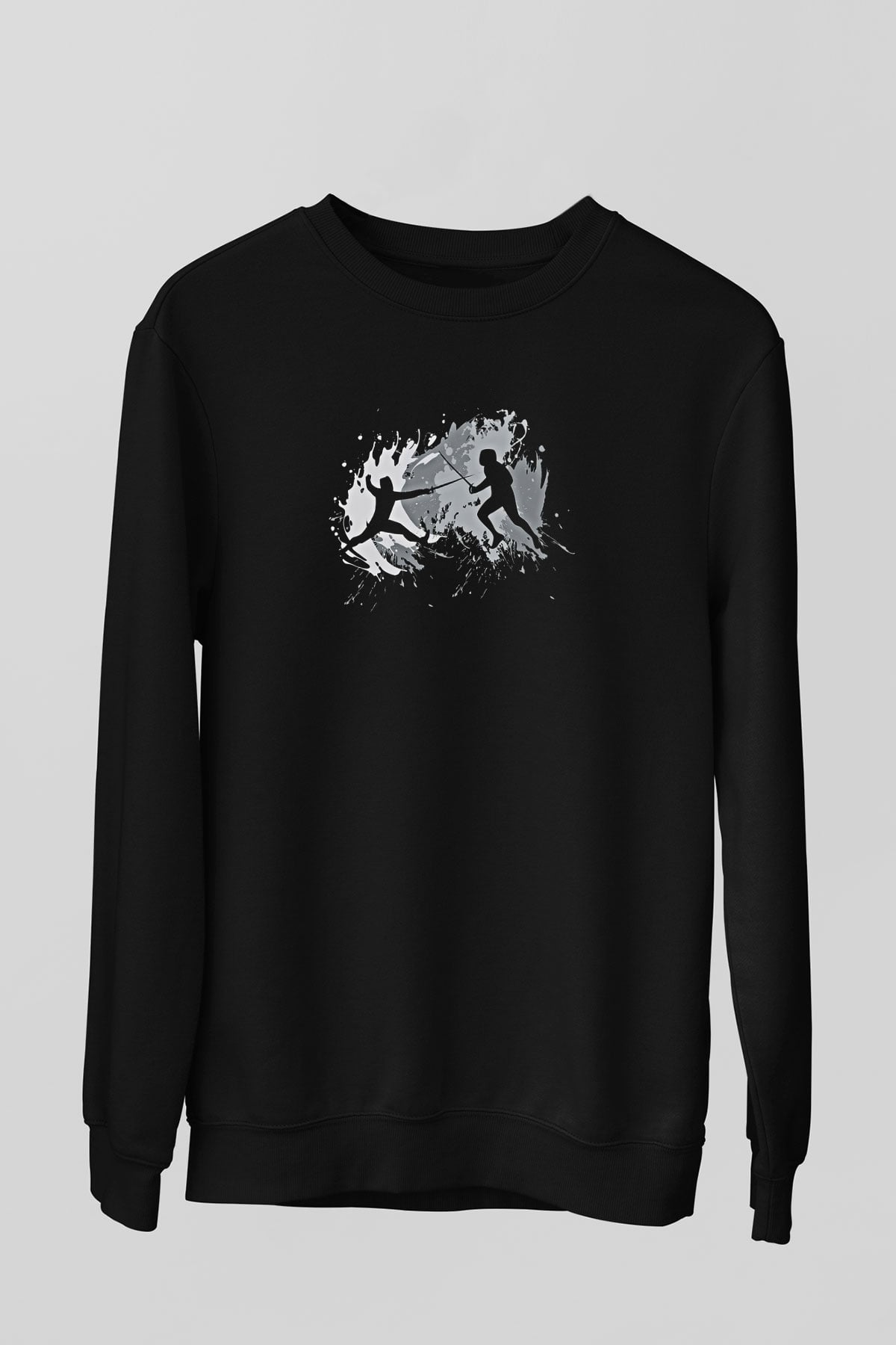 Eskrim - Fencing Baskılı Unisex Siyah Sweatshirt