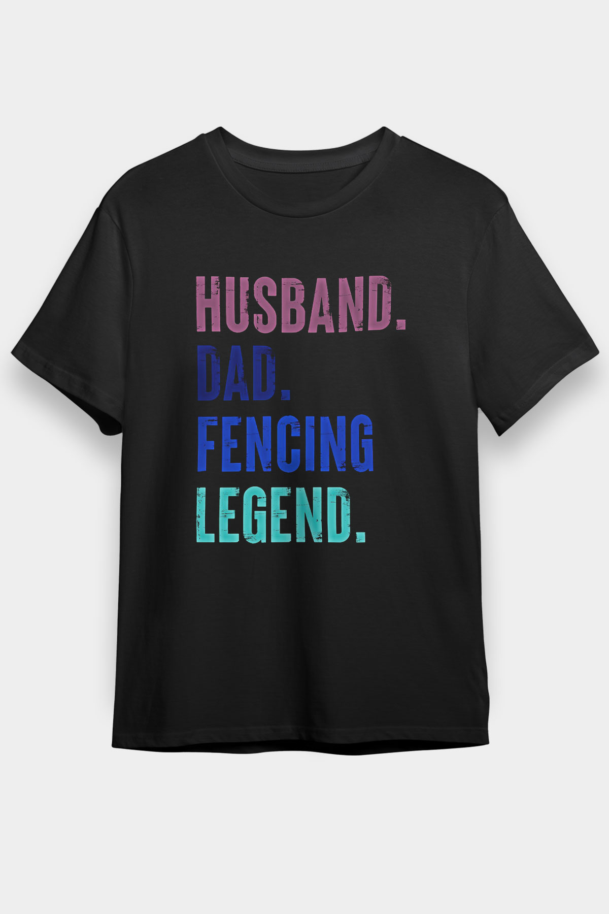 Eskrim - Fencing Baskılı Unisex Siyah Tişört - Tshirt