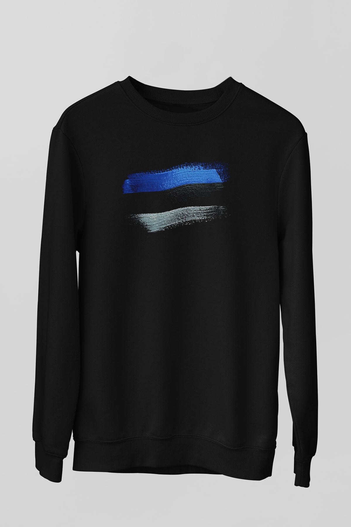 Estonya - Estonia Bayrağı Baskılı Unisex Siyah Sweatshirt
