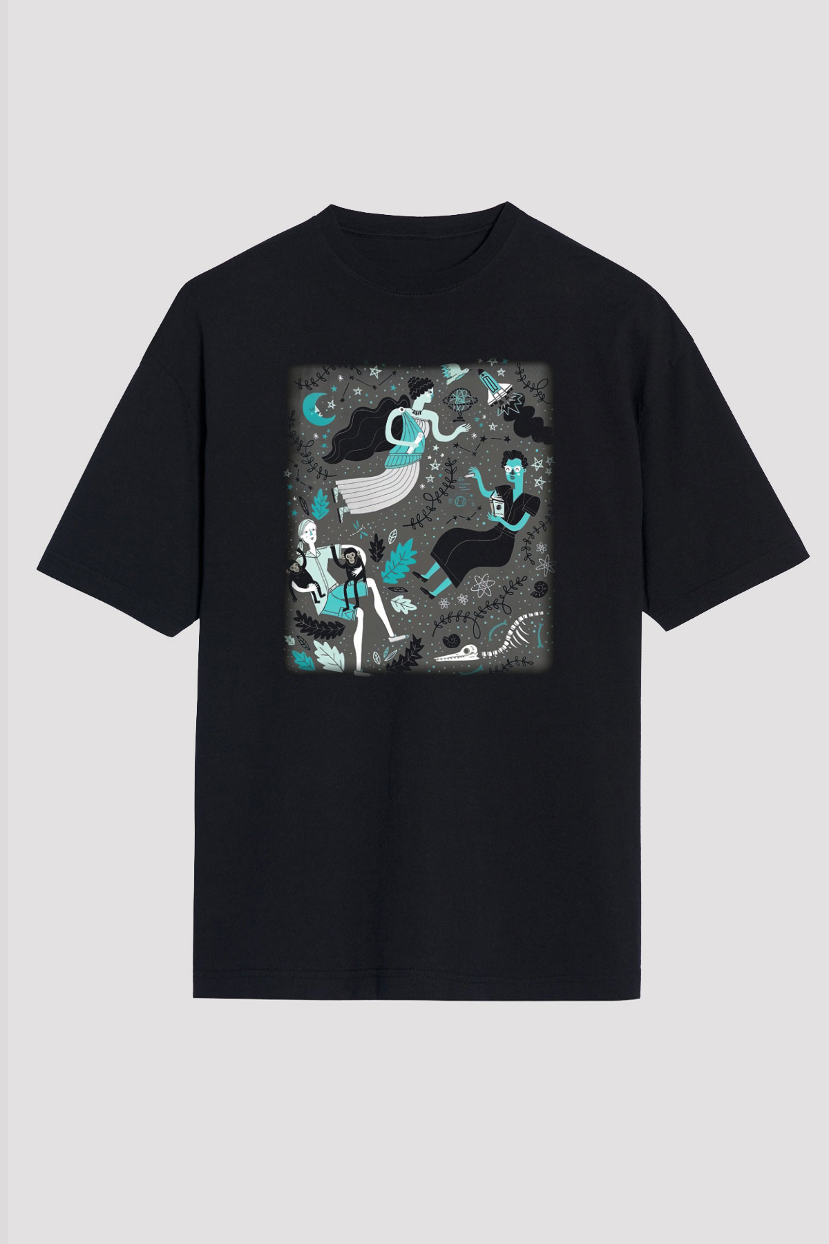 Etolojist Siyah Unisex Oversize Tişört T-Shirt